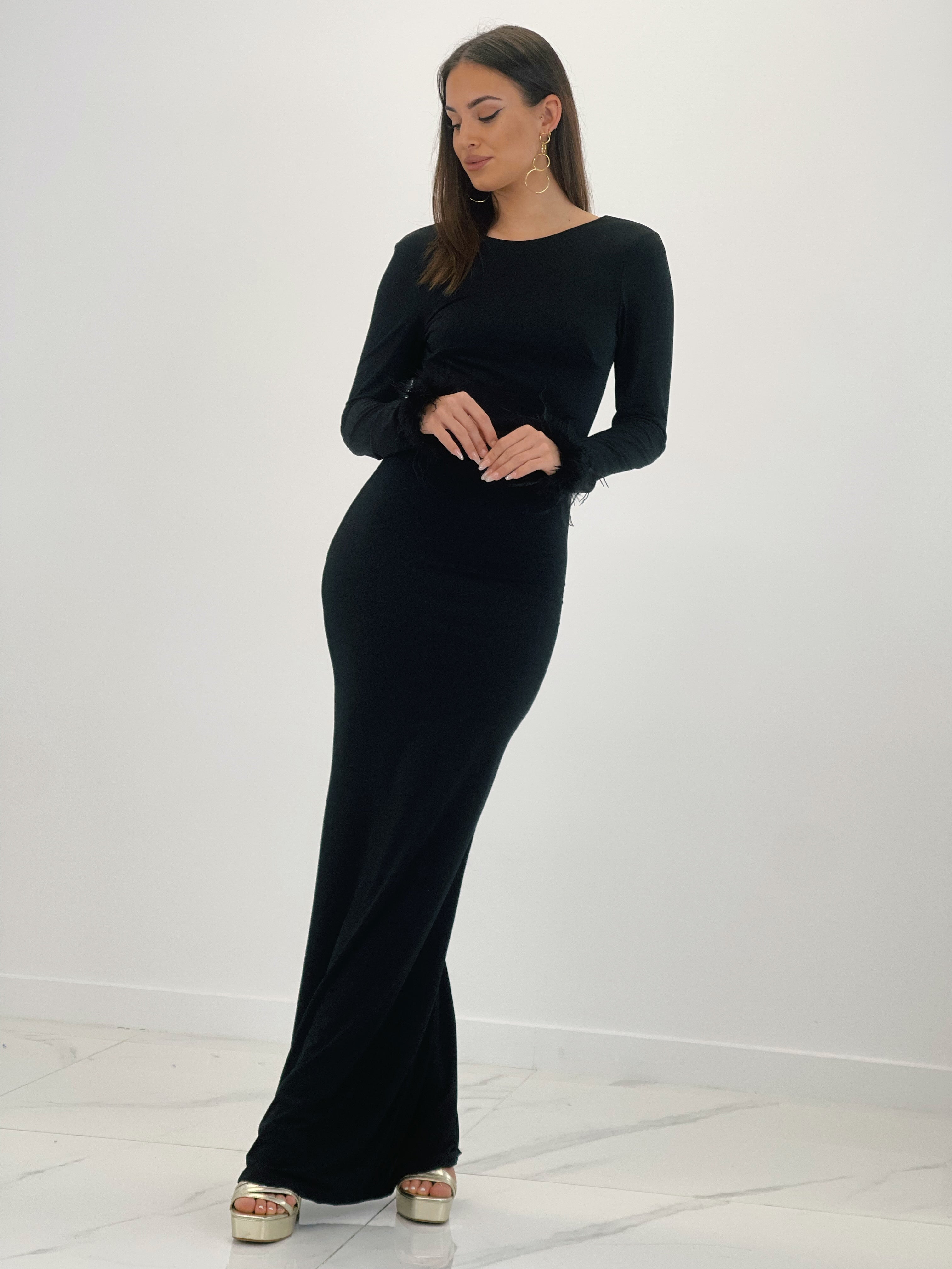 Vestido sirena plumas