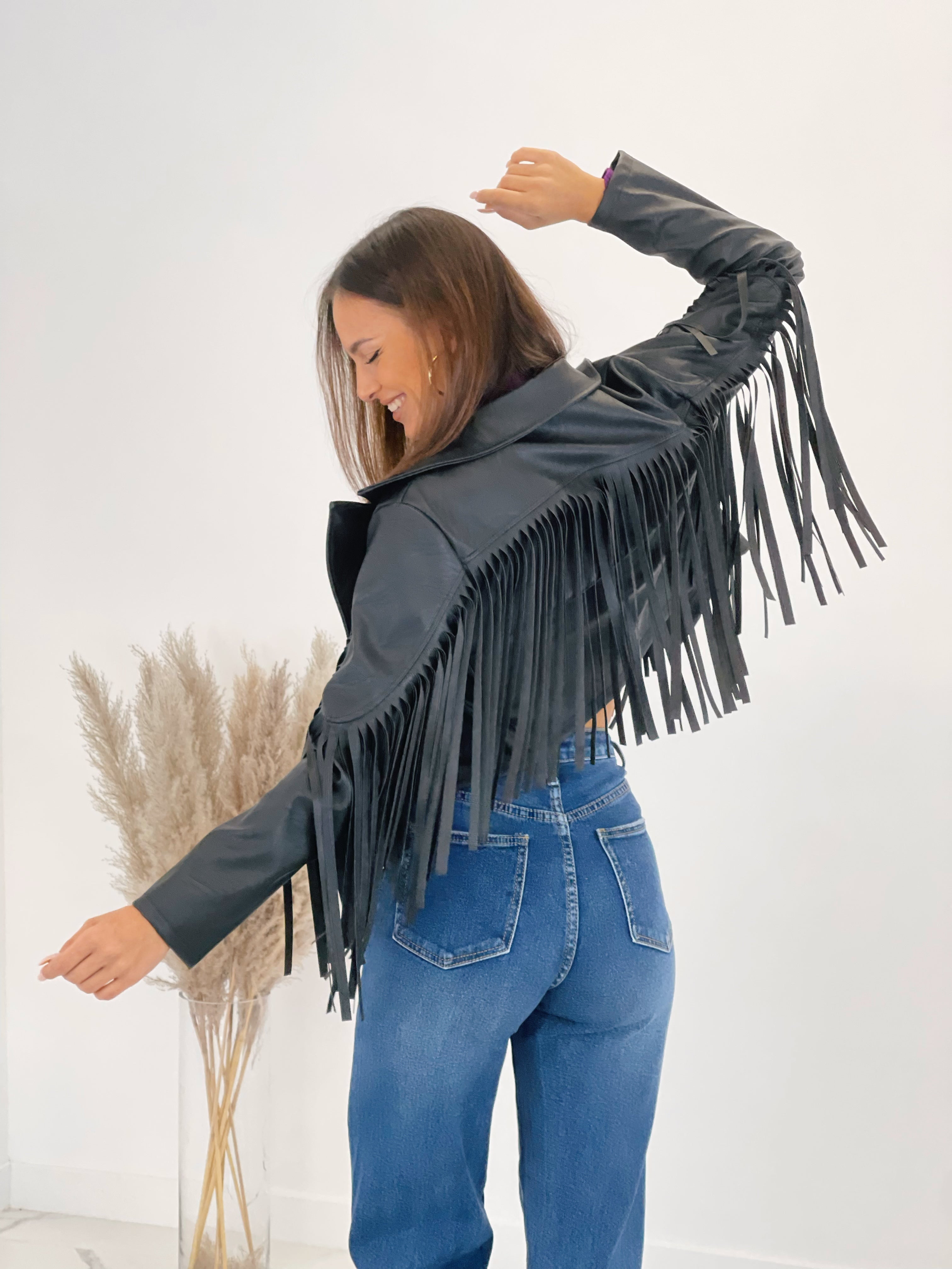 Chaqueta efecto piel con flecos - Zebra&Maduixa®