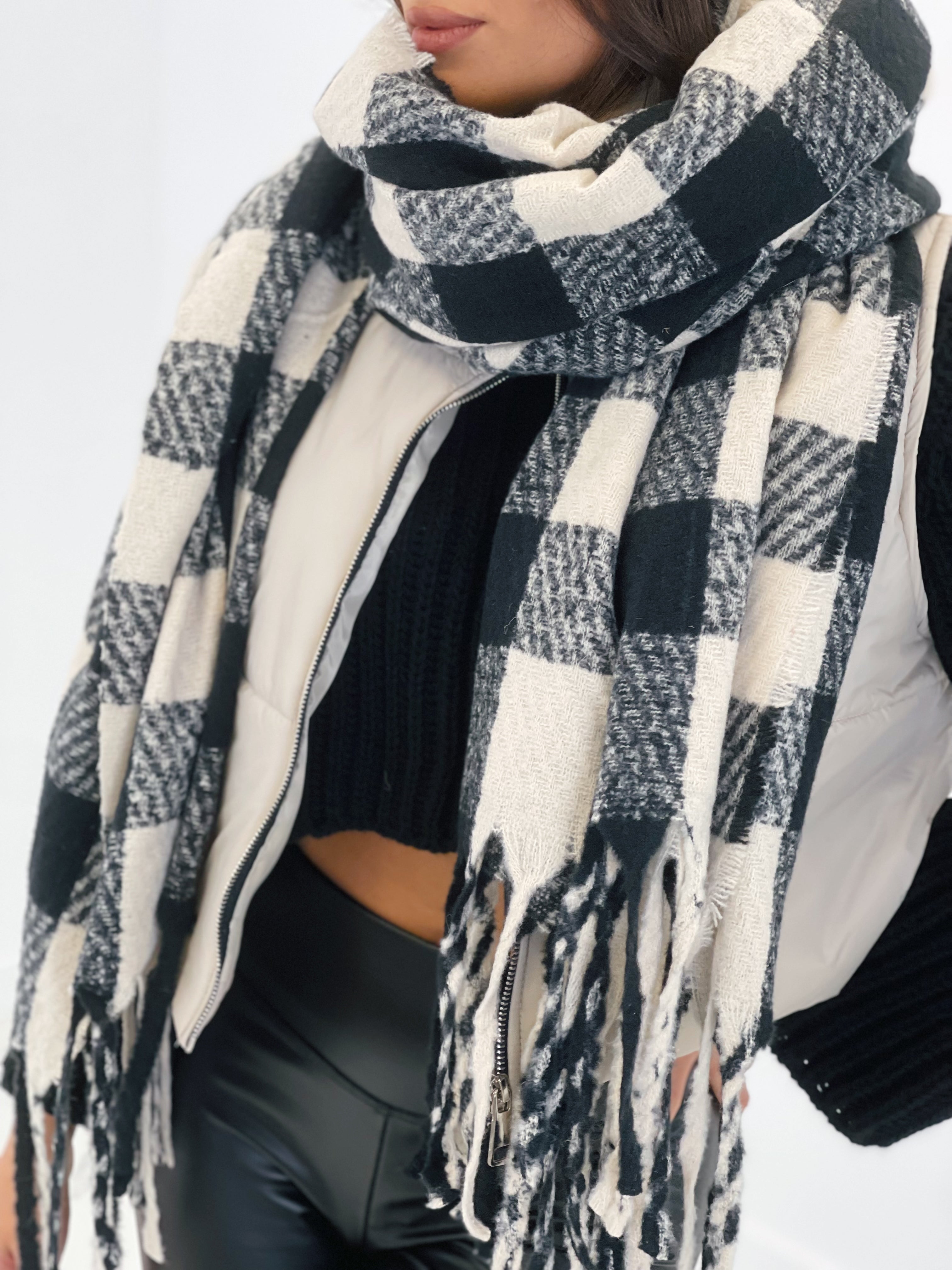 Sciarpa a quadri bicolore