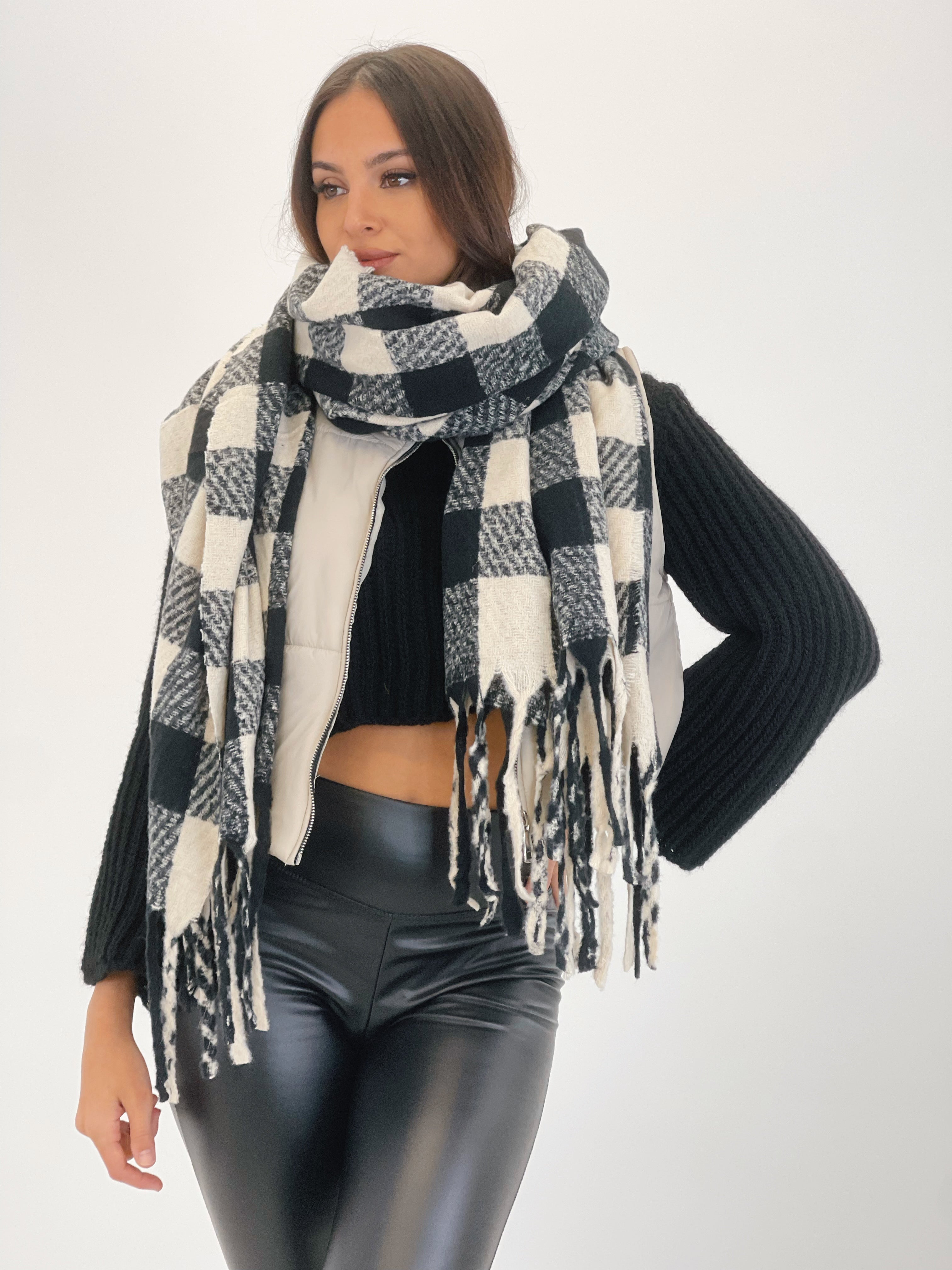 Sciarpa a quadri bicolore