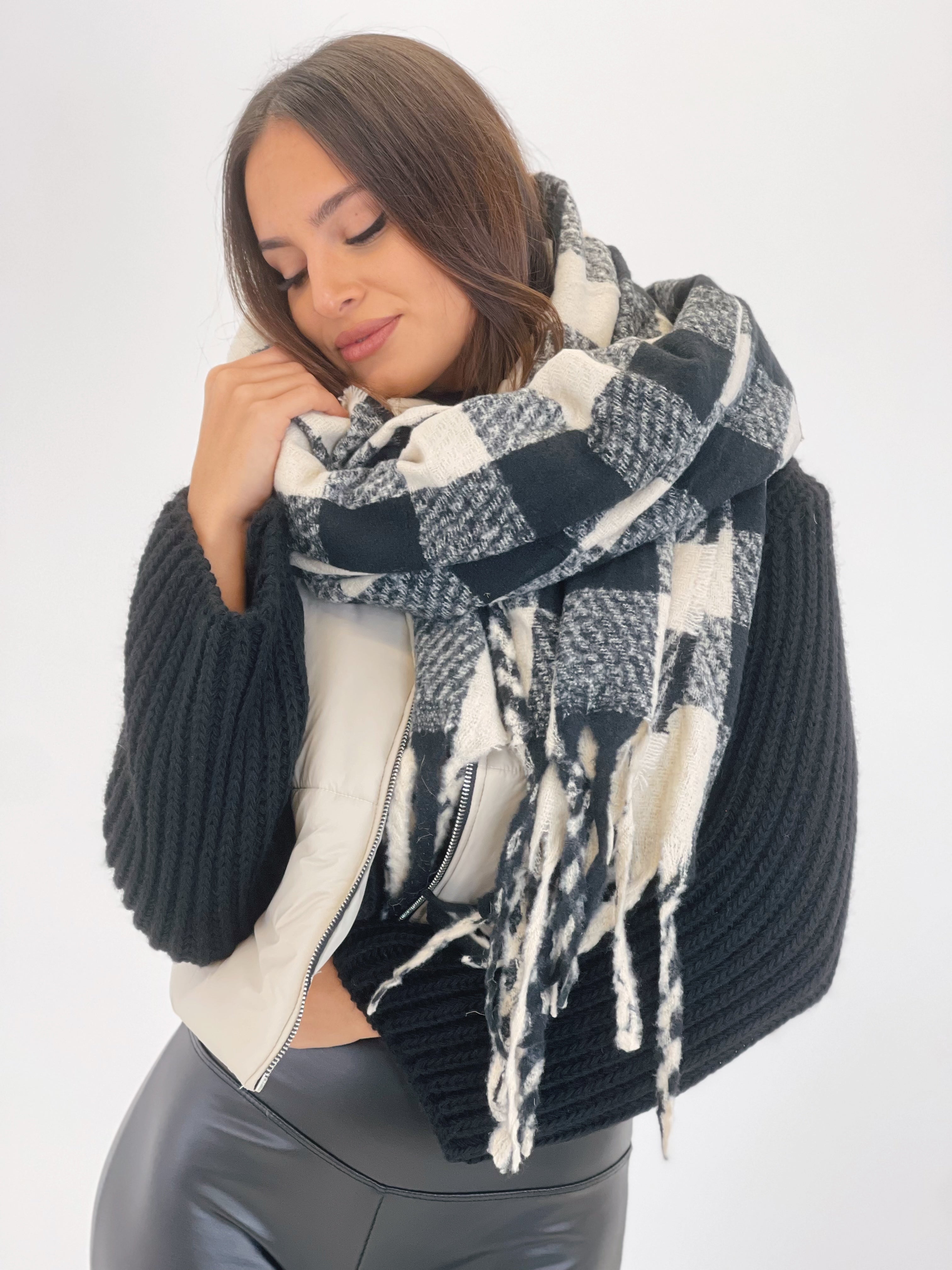 Sciarpa a quadri bicolore