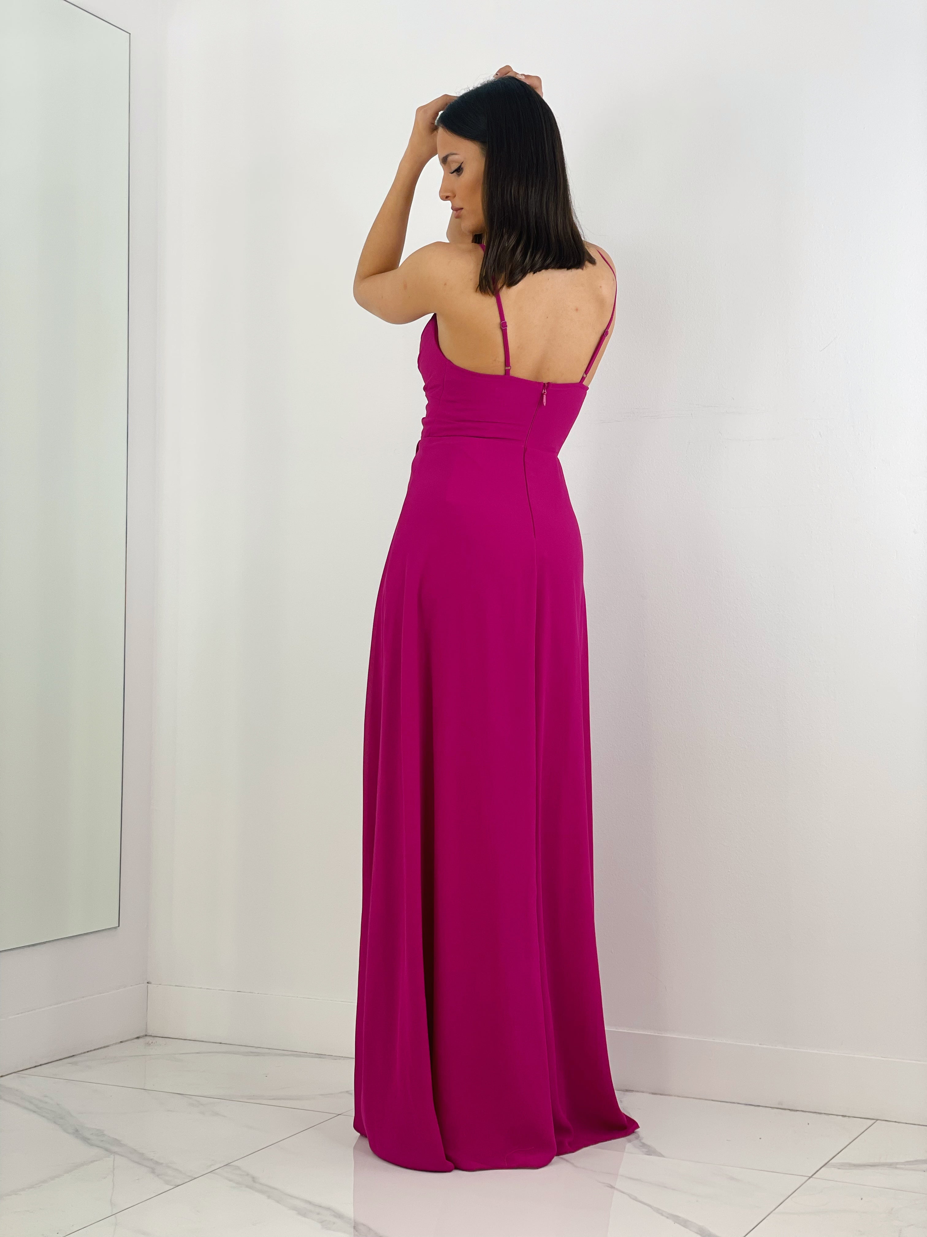 Vestido ceremonia escote v con corte buganvilla | Zebra&Maduixa