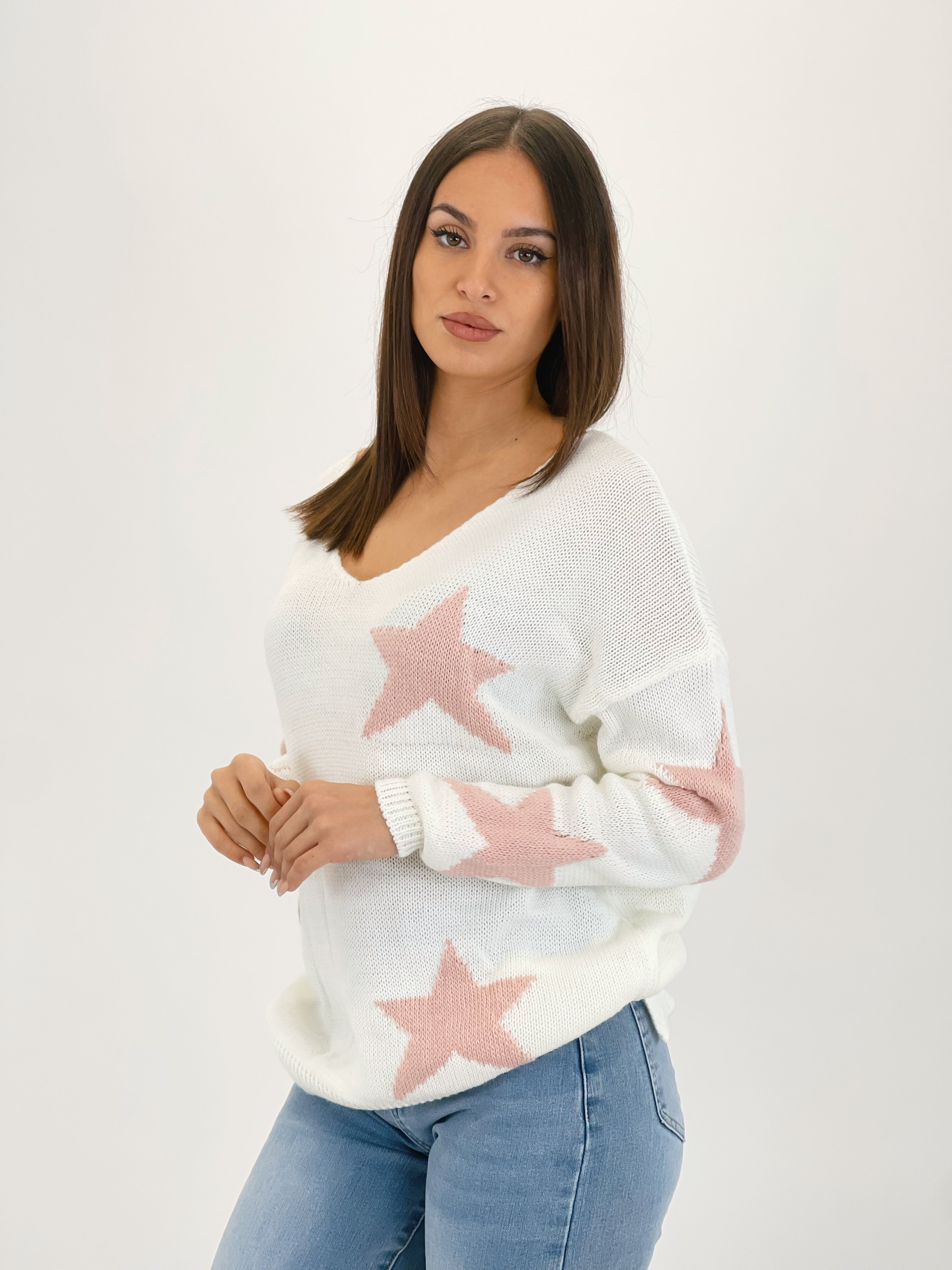 Jersey decote em V estrelas