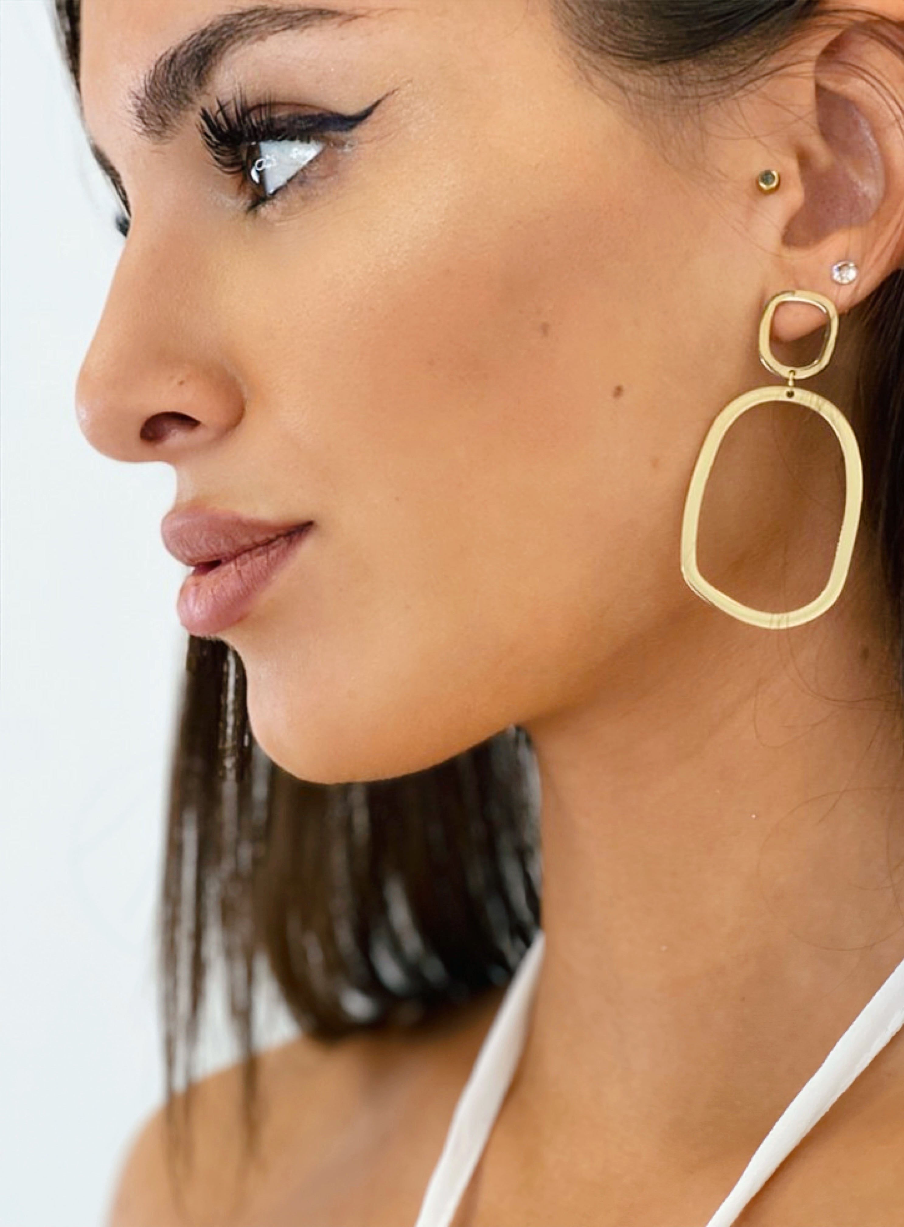 Hanging hoop earrings