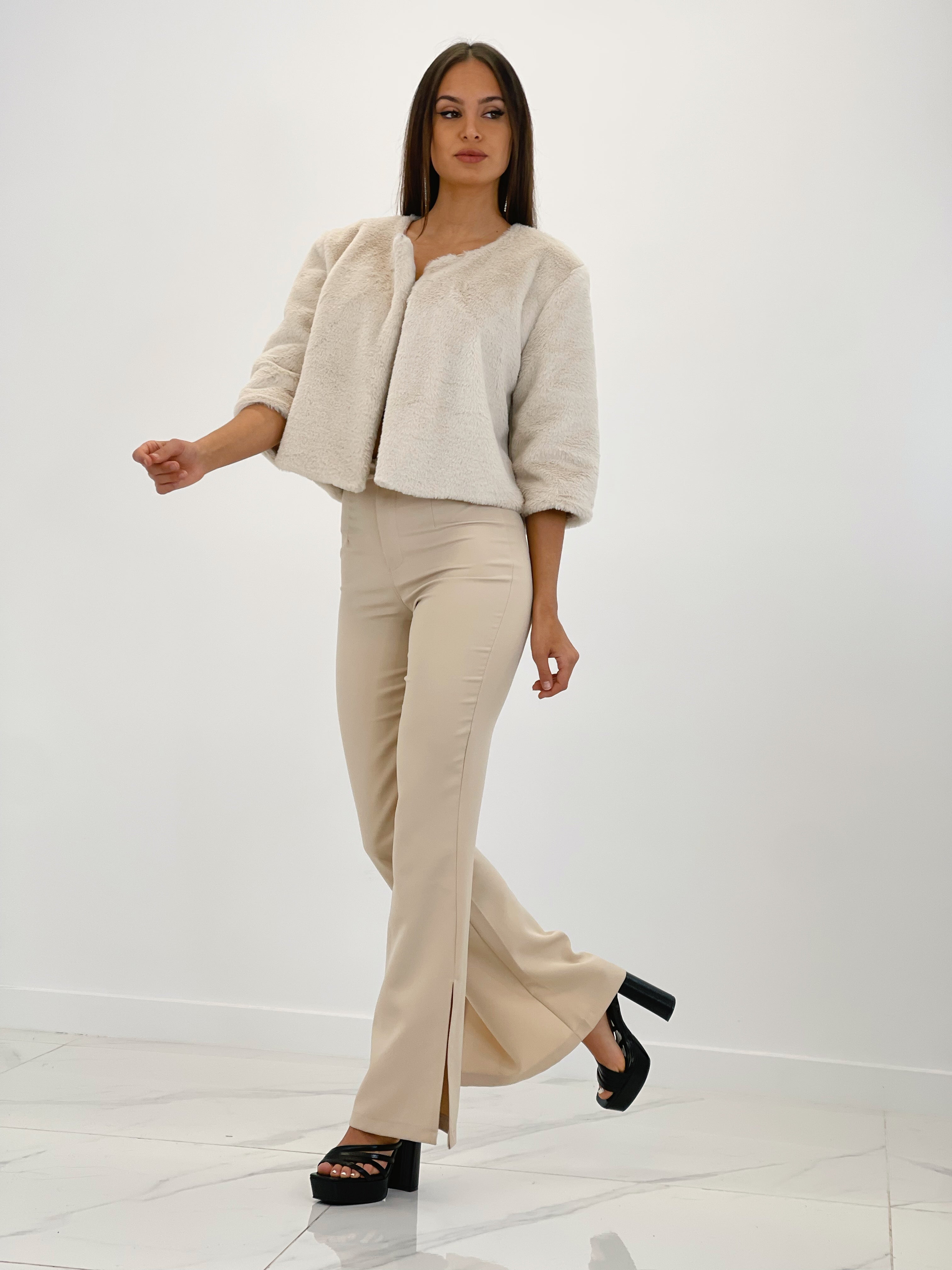 Chaqueta Cropped efecto pelo