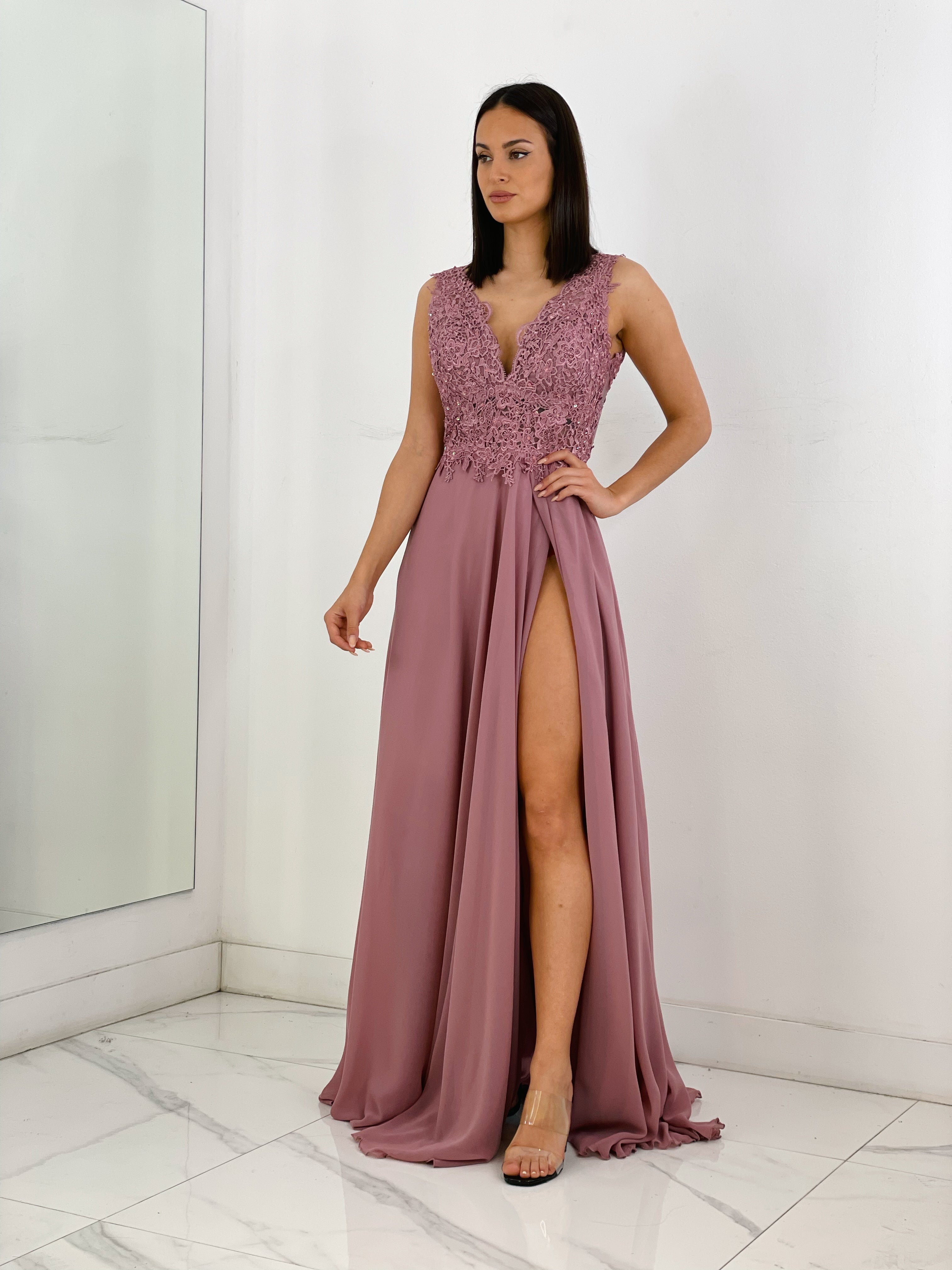 Vestido de ceremonia color rosa con bordados | Zebra&Maduixa