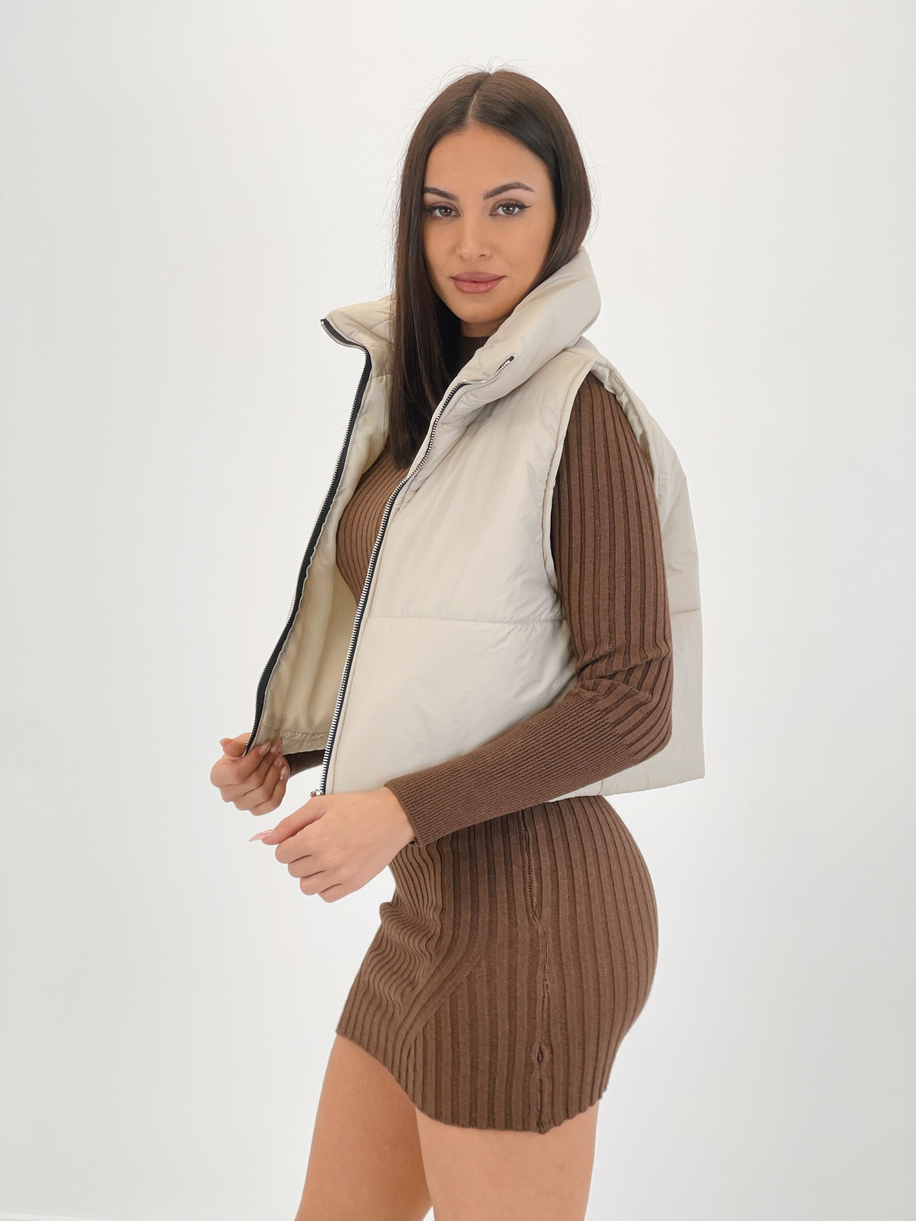 Vestido manga larga punto rib