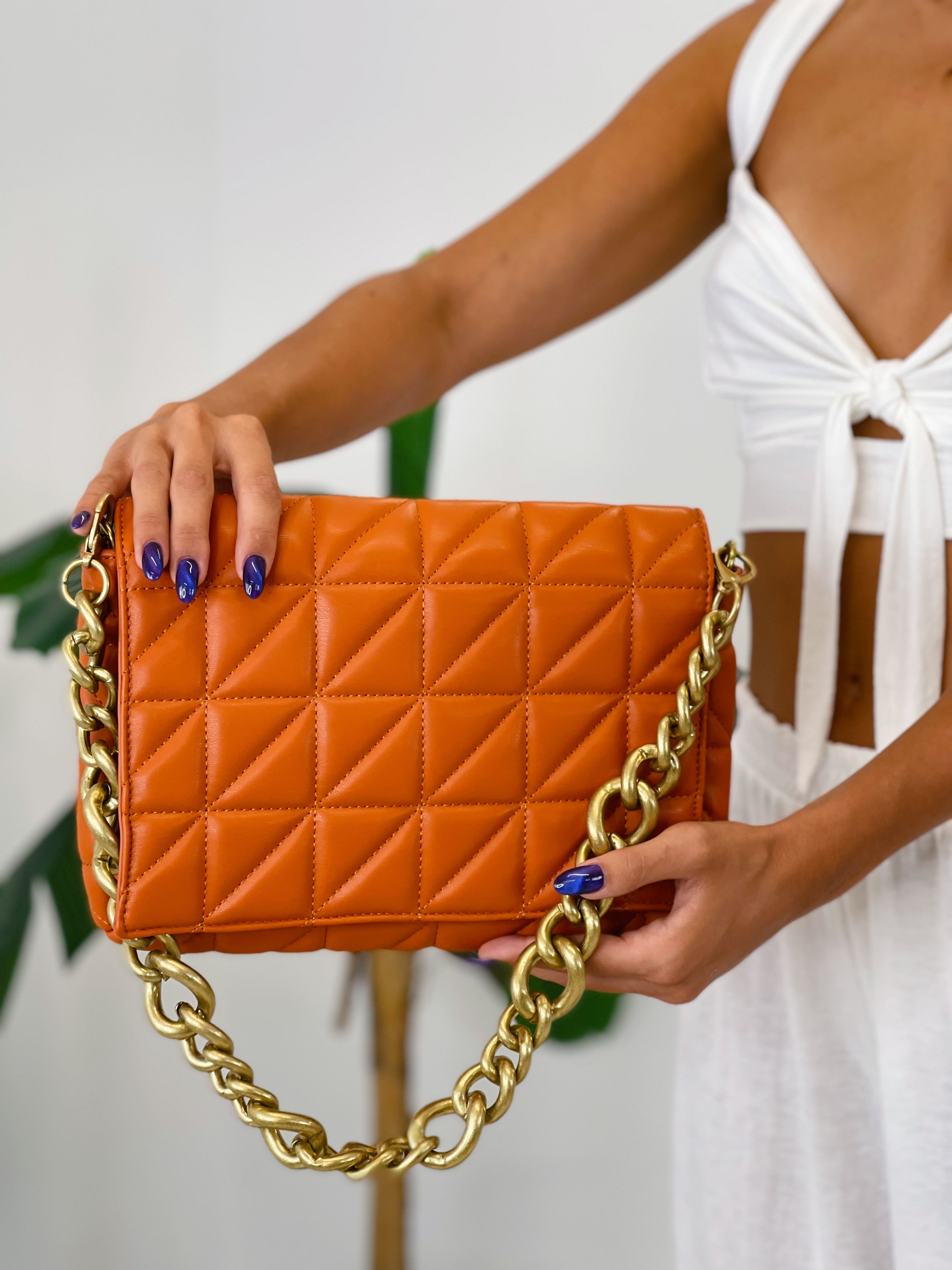 Bolso acolchado cadena gruesa