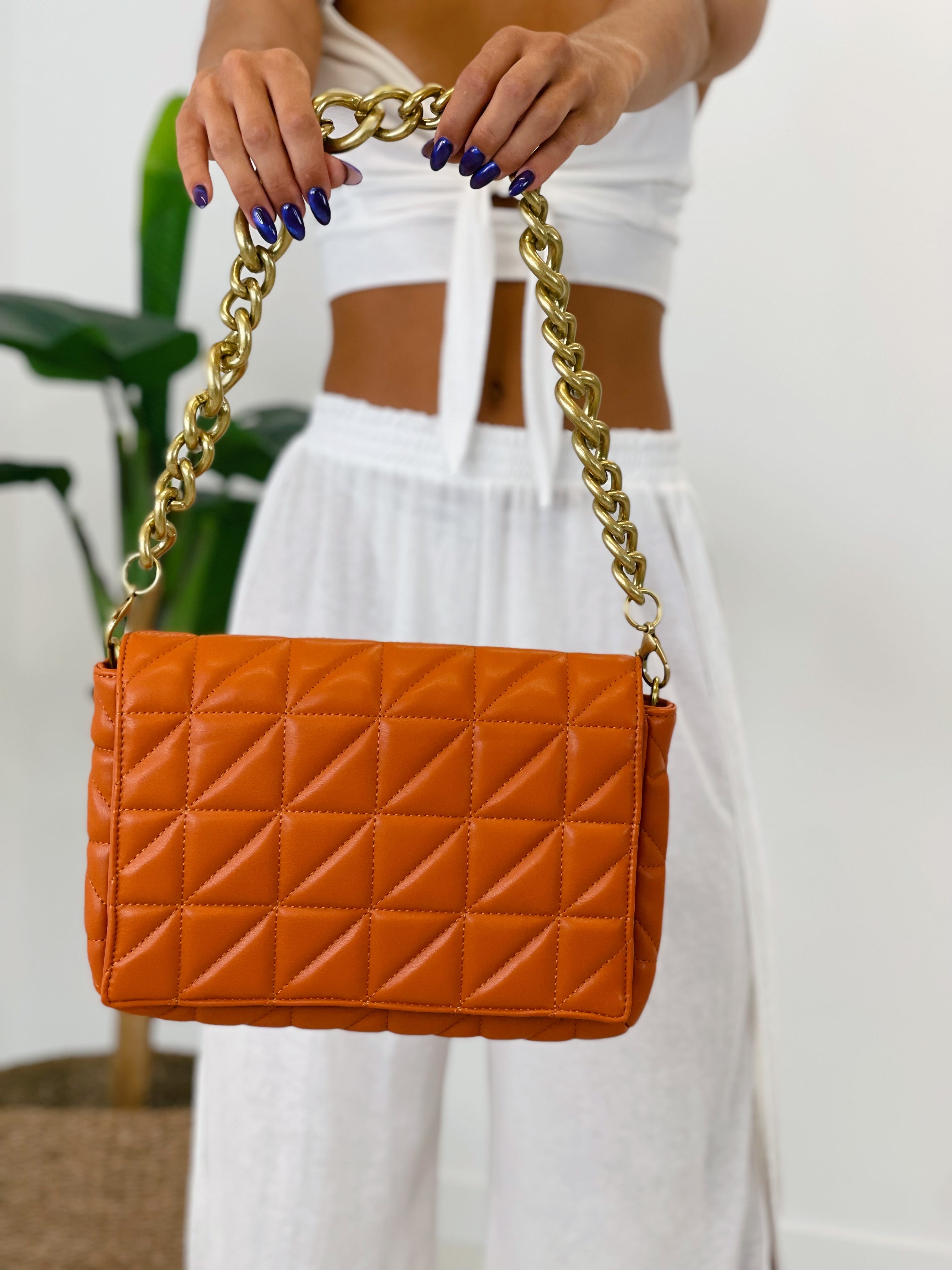 Bolso acolchado cadena gruesa