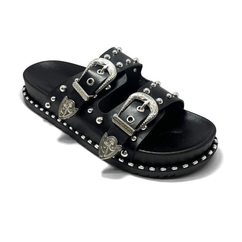 Studded buckle sandal
