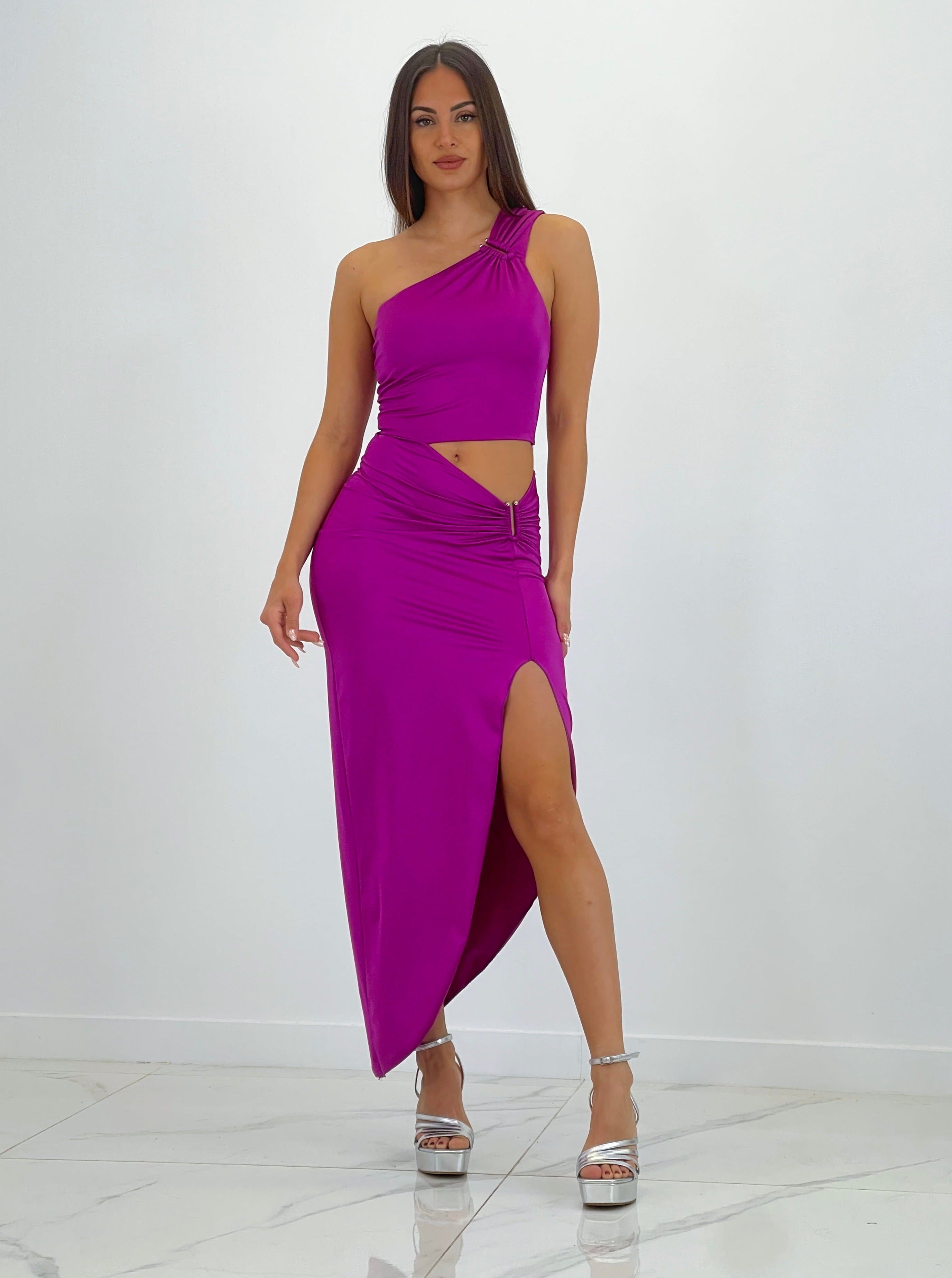 Vestido asimétrico cut out Selena