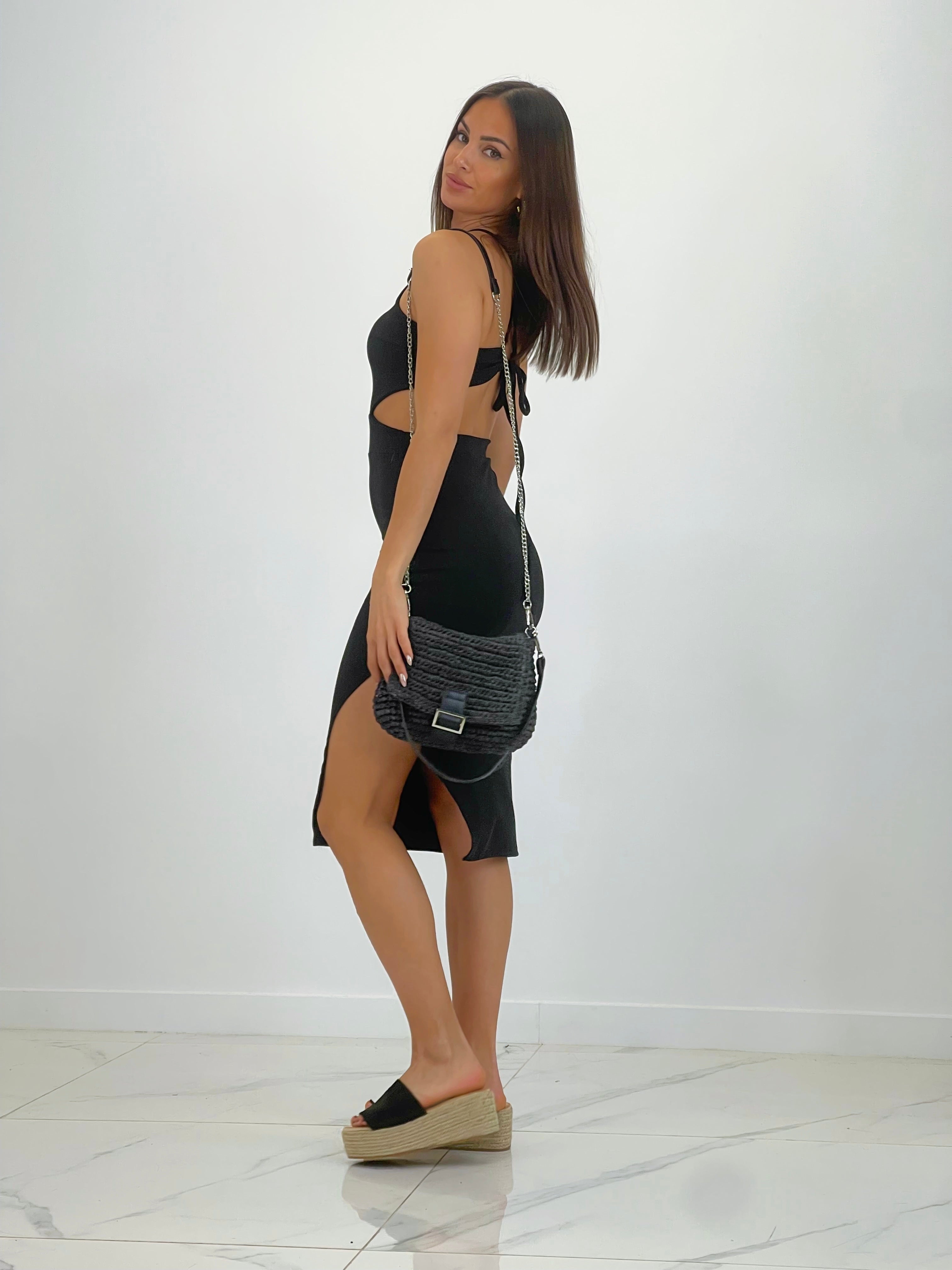 Ribbed halter lace up midi dress