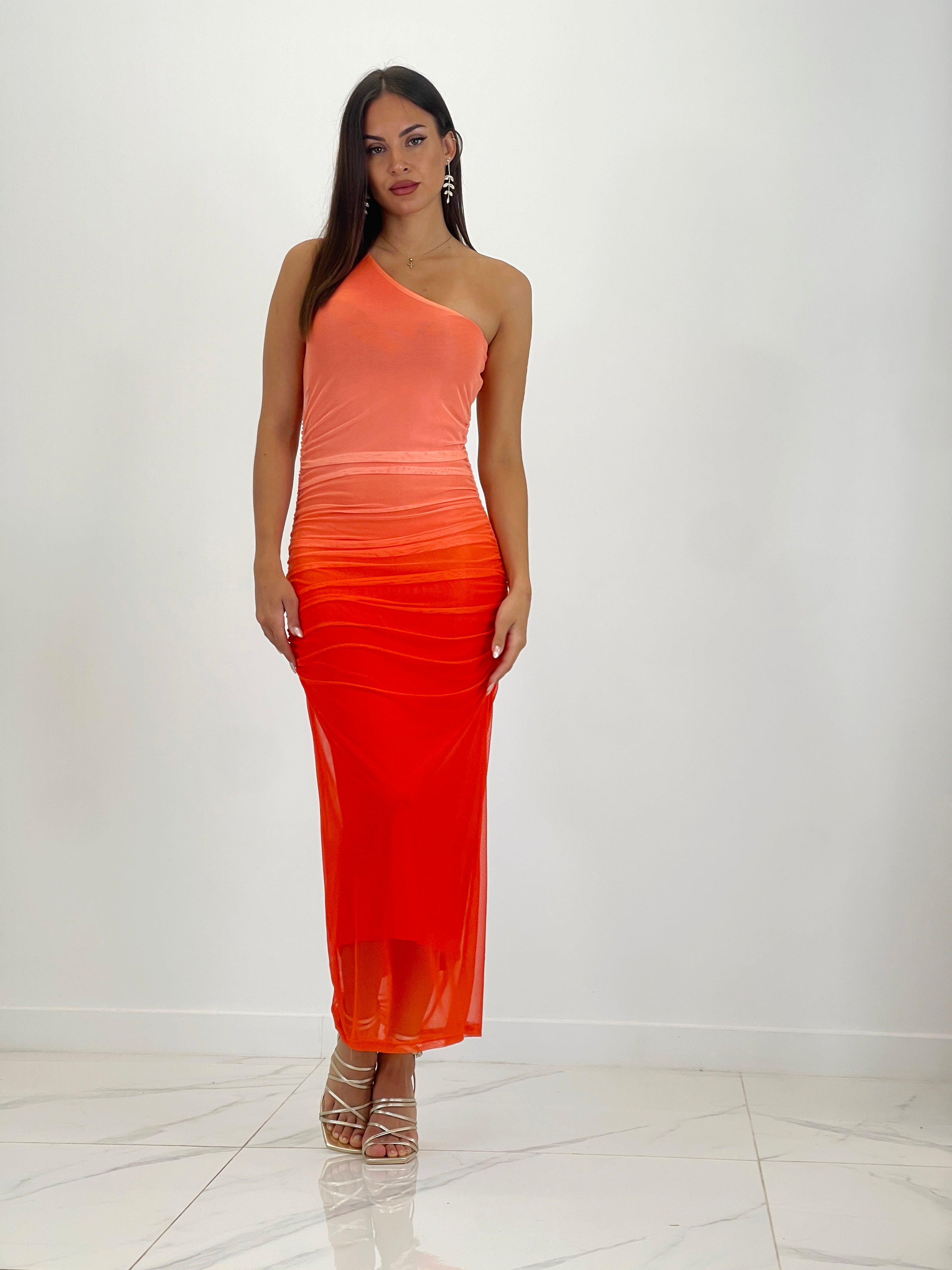 Vestido asimétrico degradado transparencia Bombay