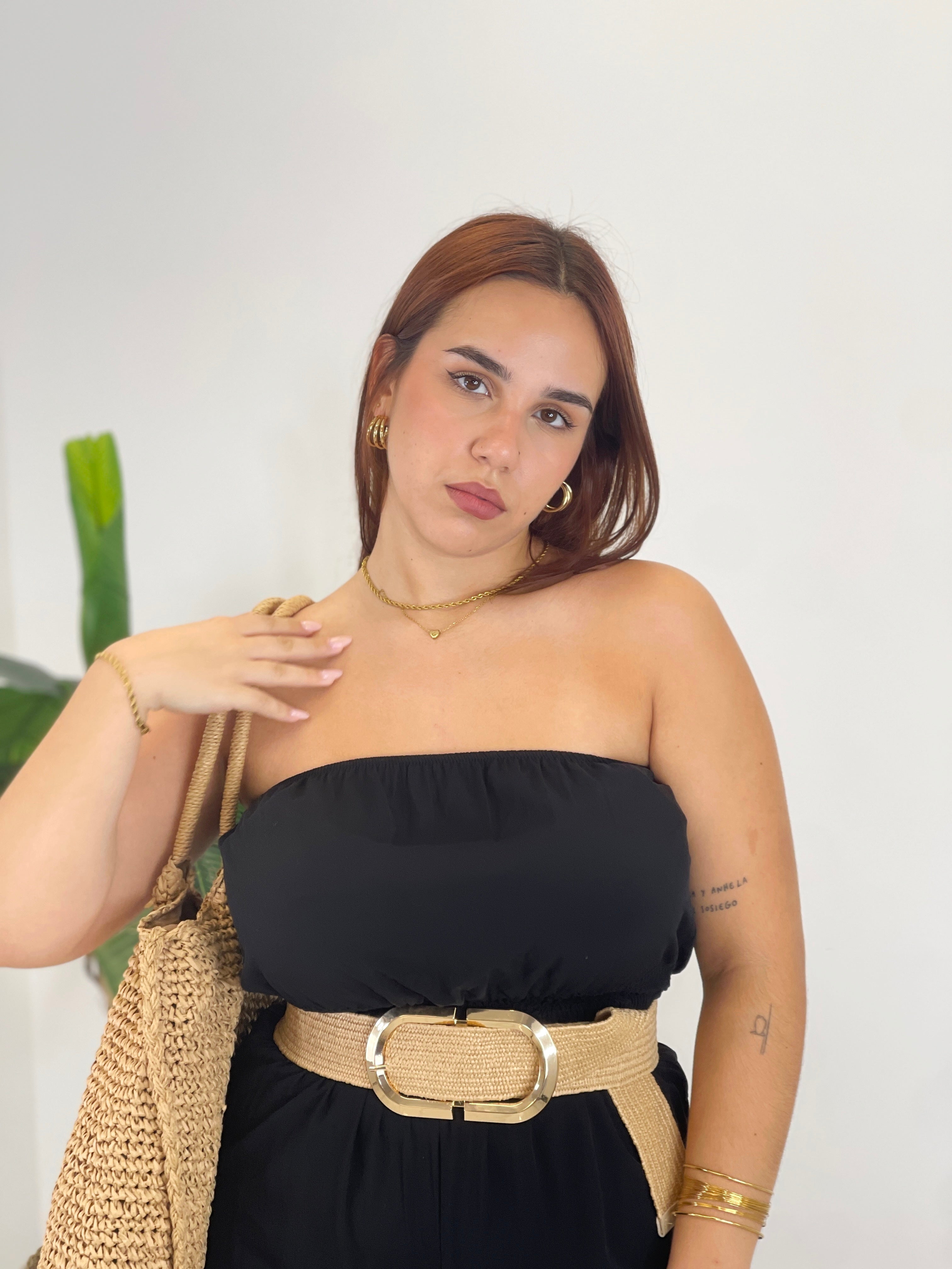 Cinturón rafia hebilla grande