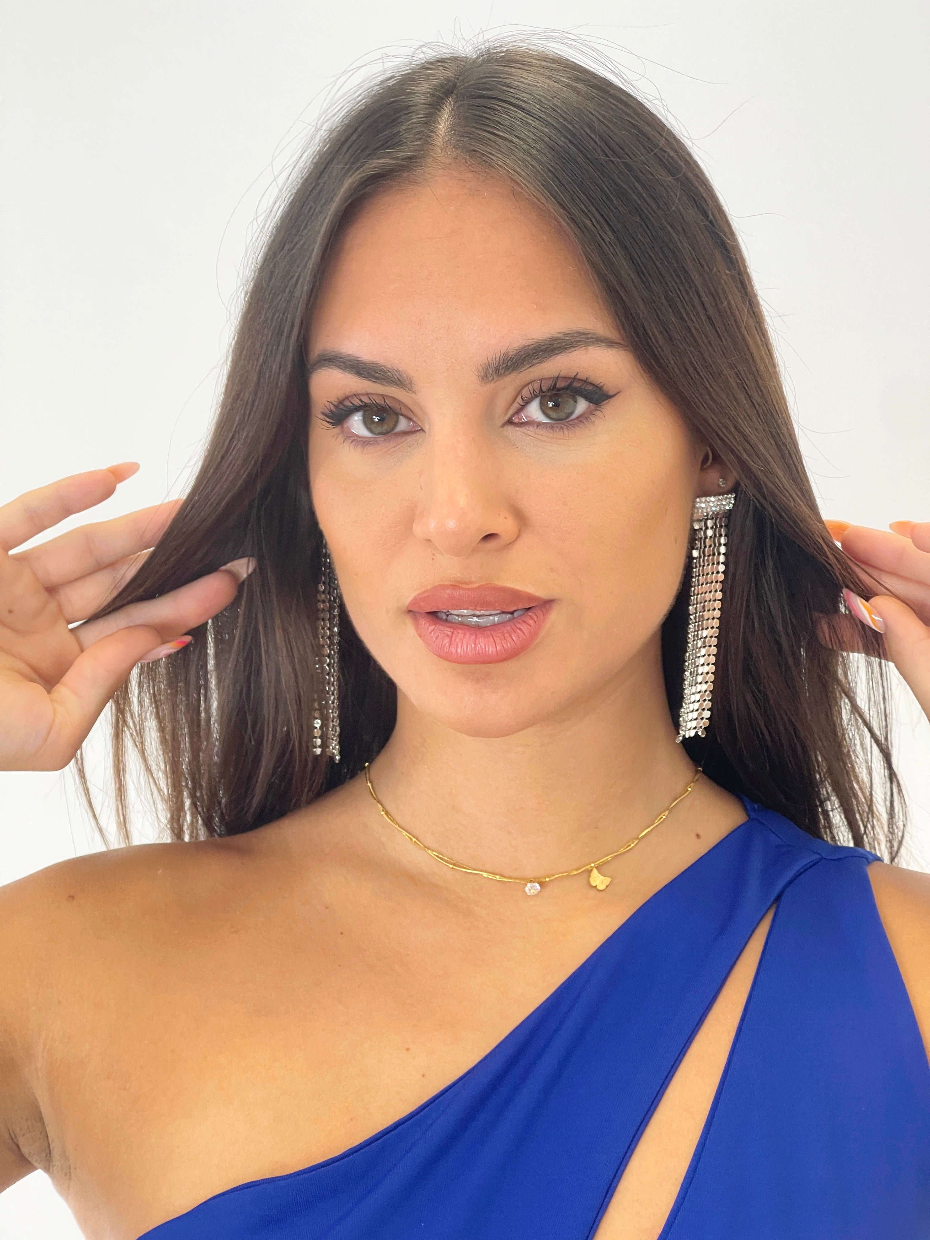 Pendientes cortina pedrería