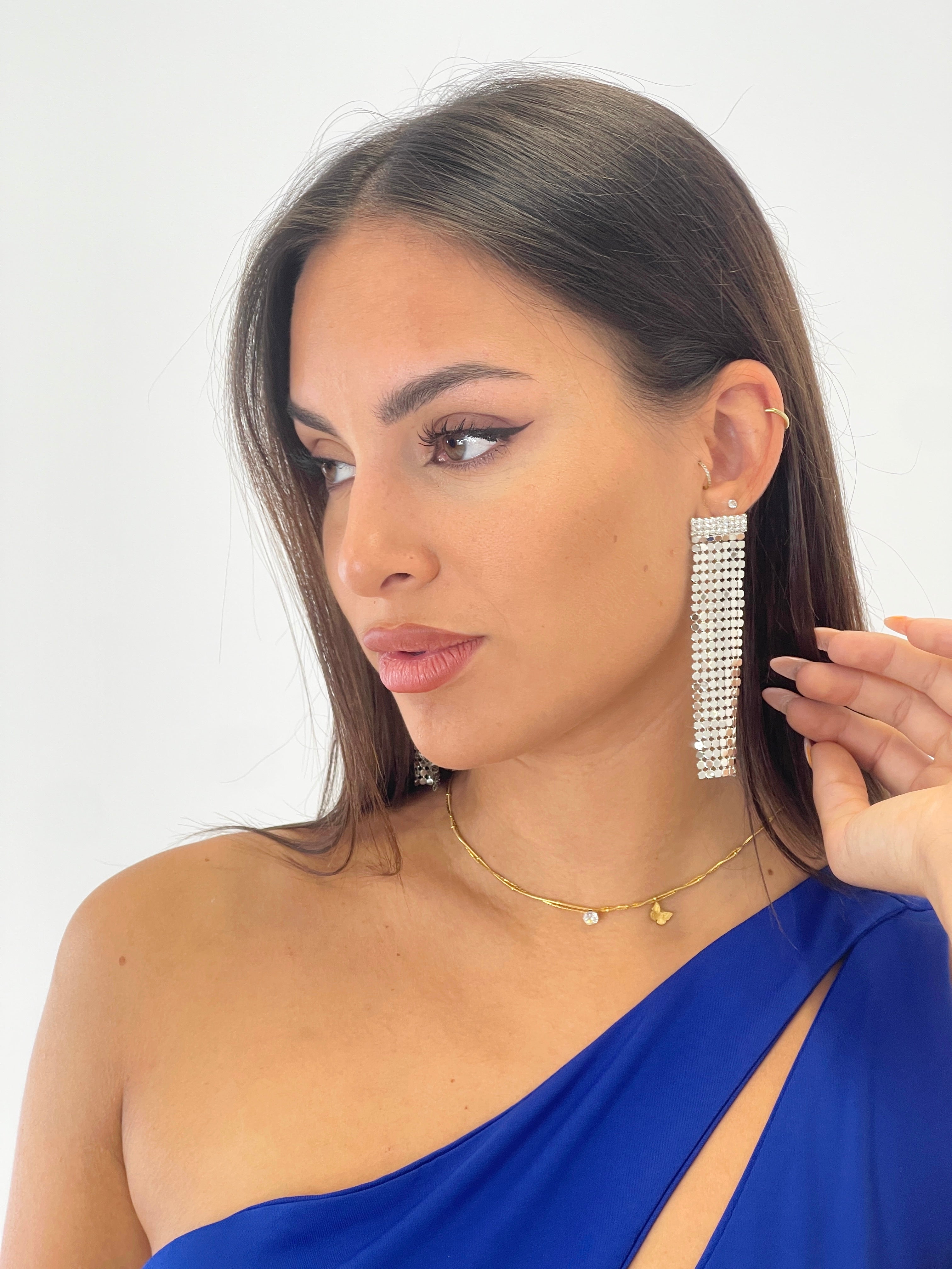 Pendientes cortina pedrería