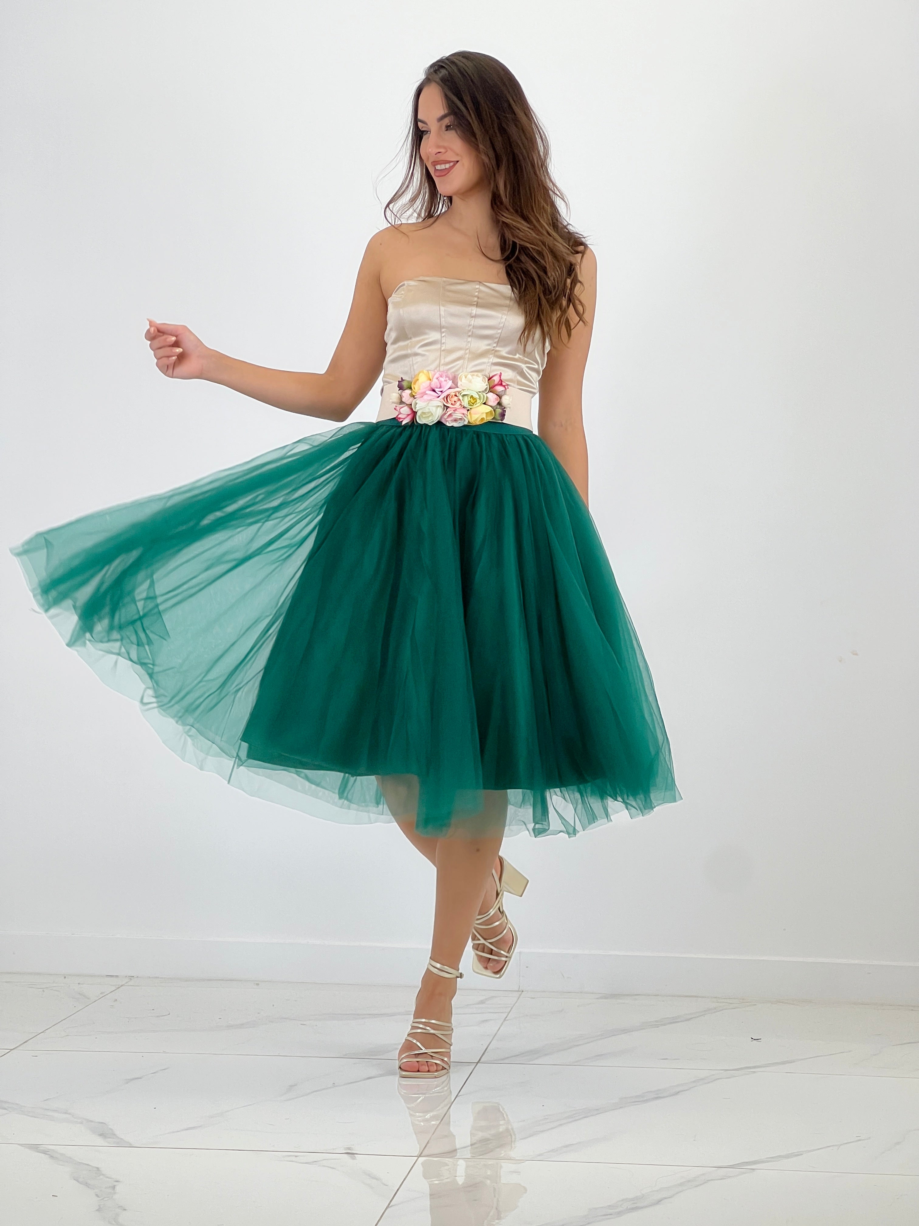 Crop top corsé raso satinado