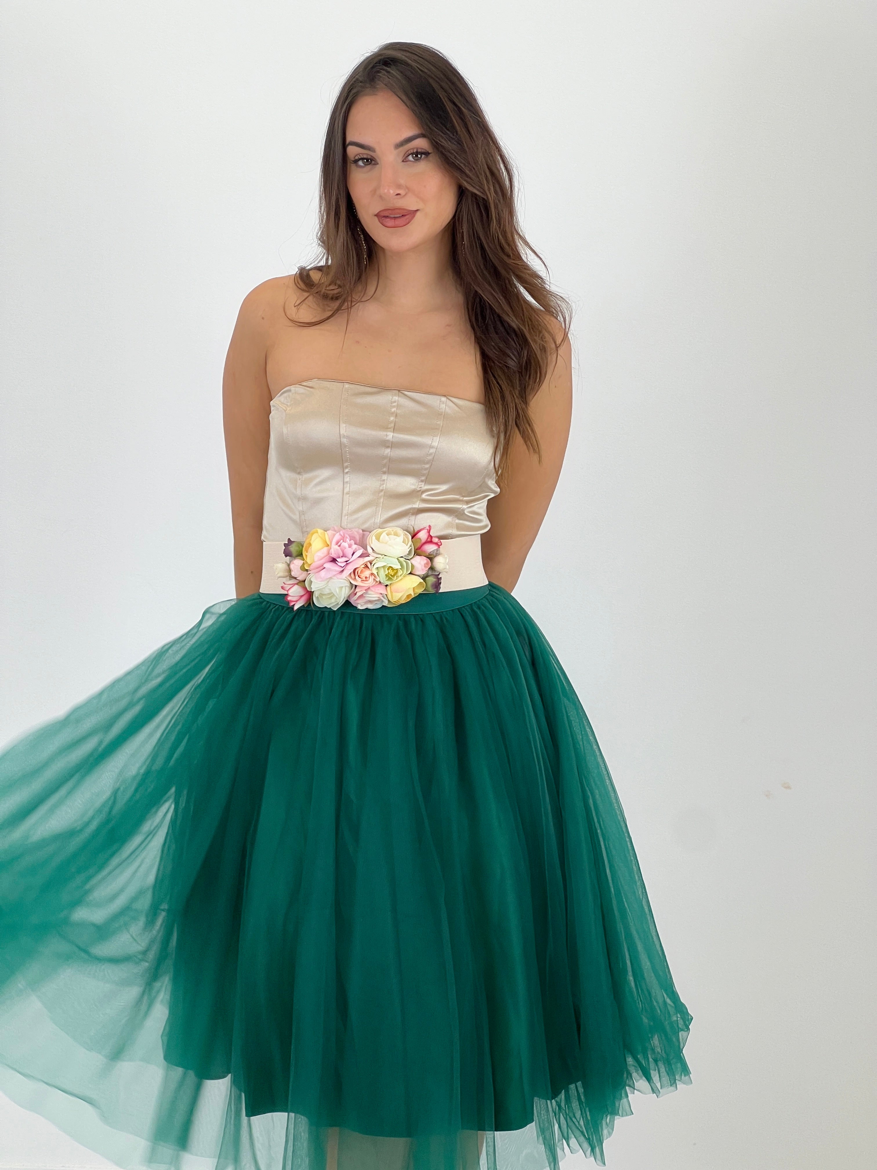 Crop top corsé raso satinado