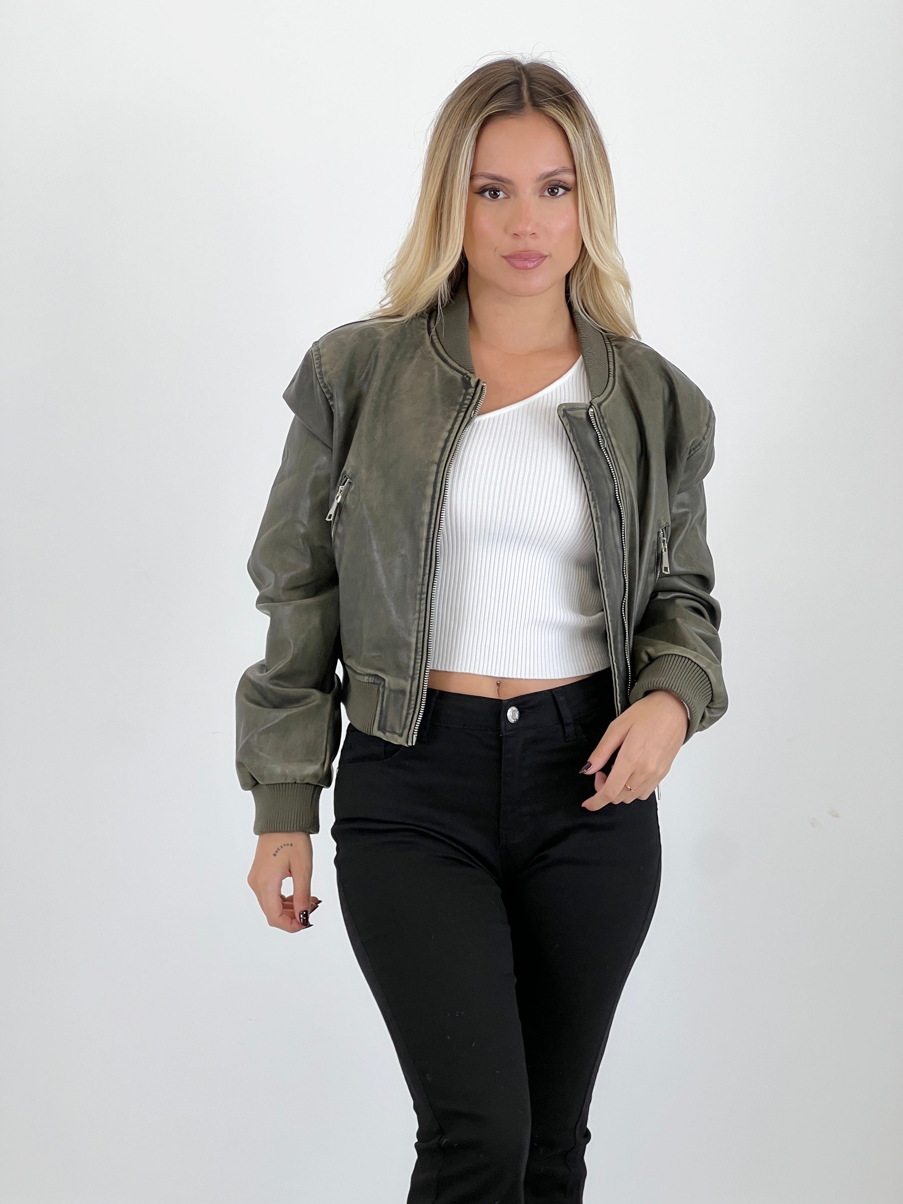 Cazadora piel estilo motorista