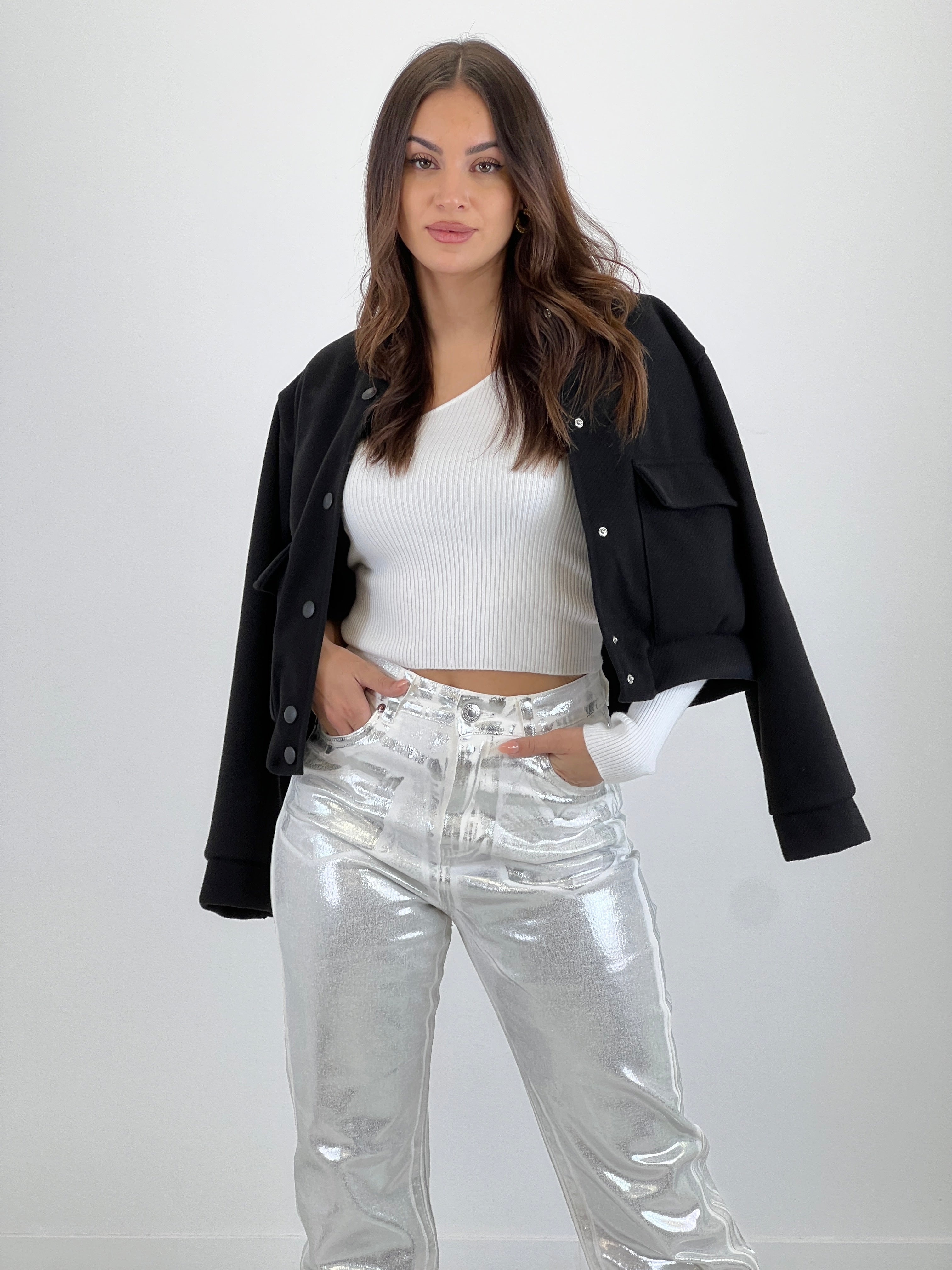 Cazadora bomber efecto paño