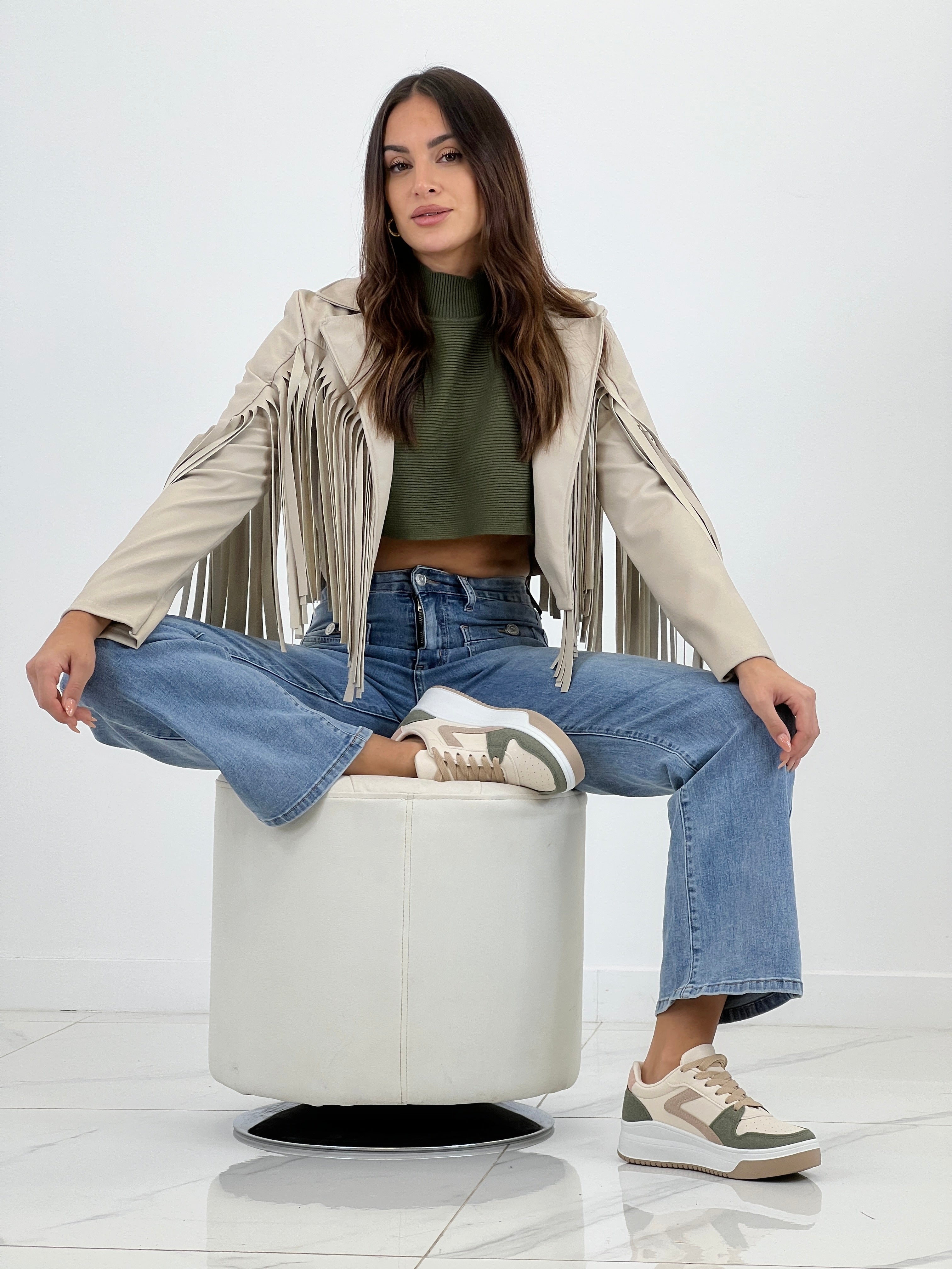 Chaqueta efecto piel con flecos - Zebra&Maduixa®