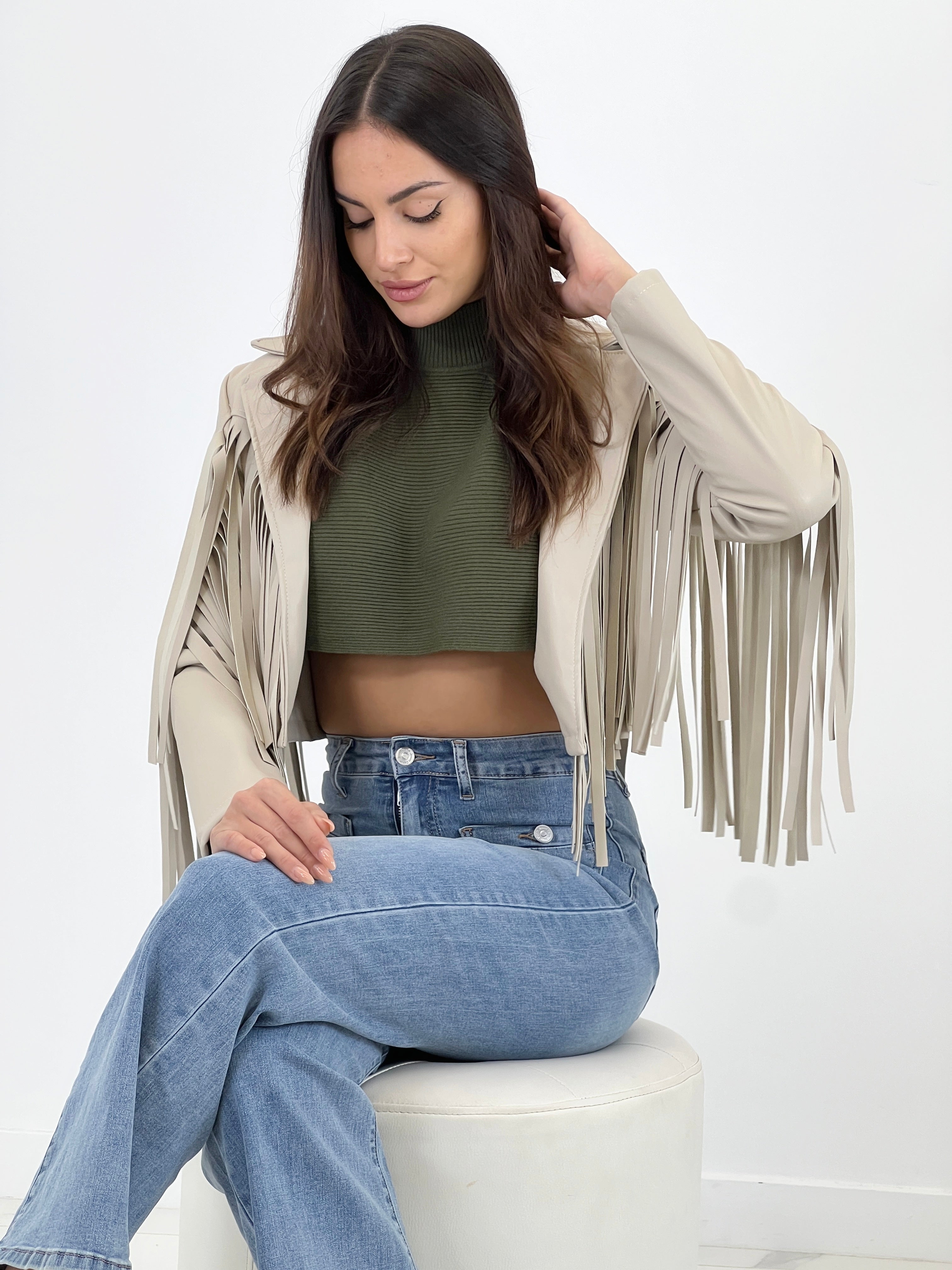 Chaqueta efecto piel con flecos - Zebra&Maduixa®