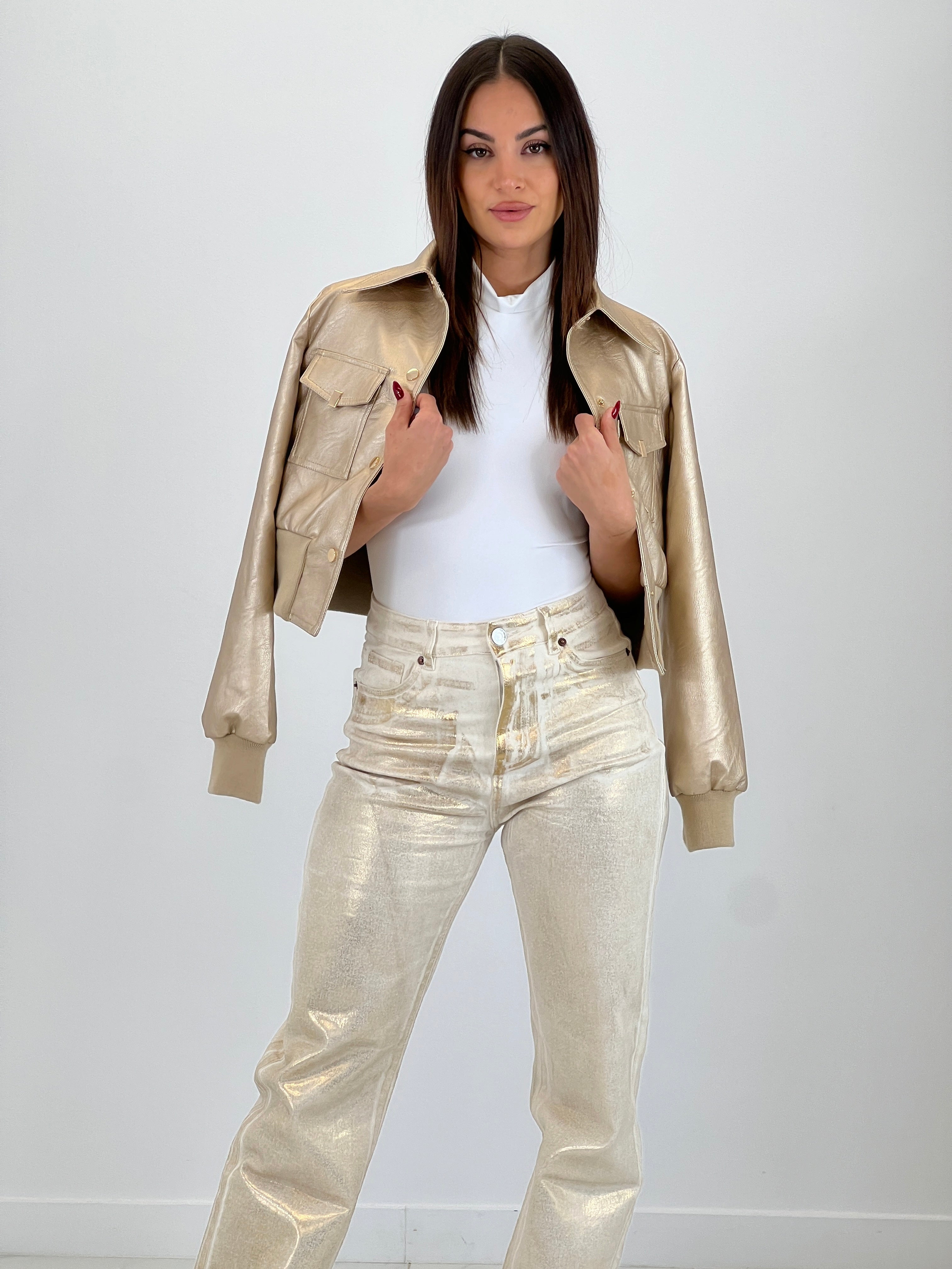 Biker efecto piel dorada