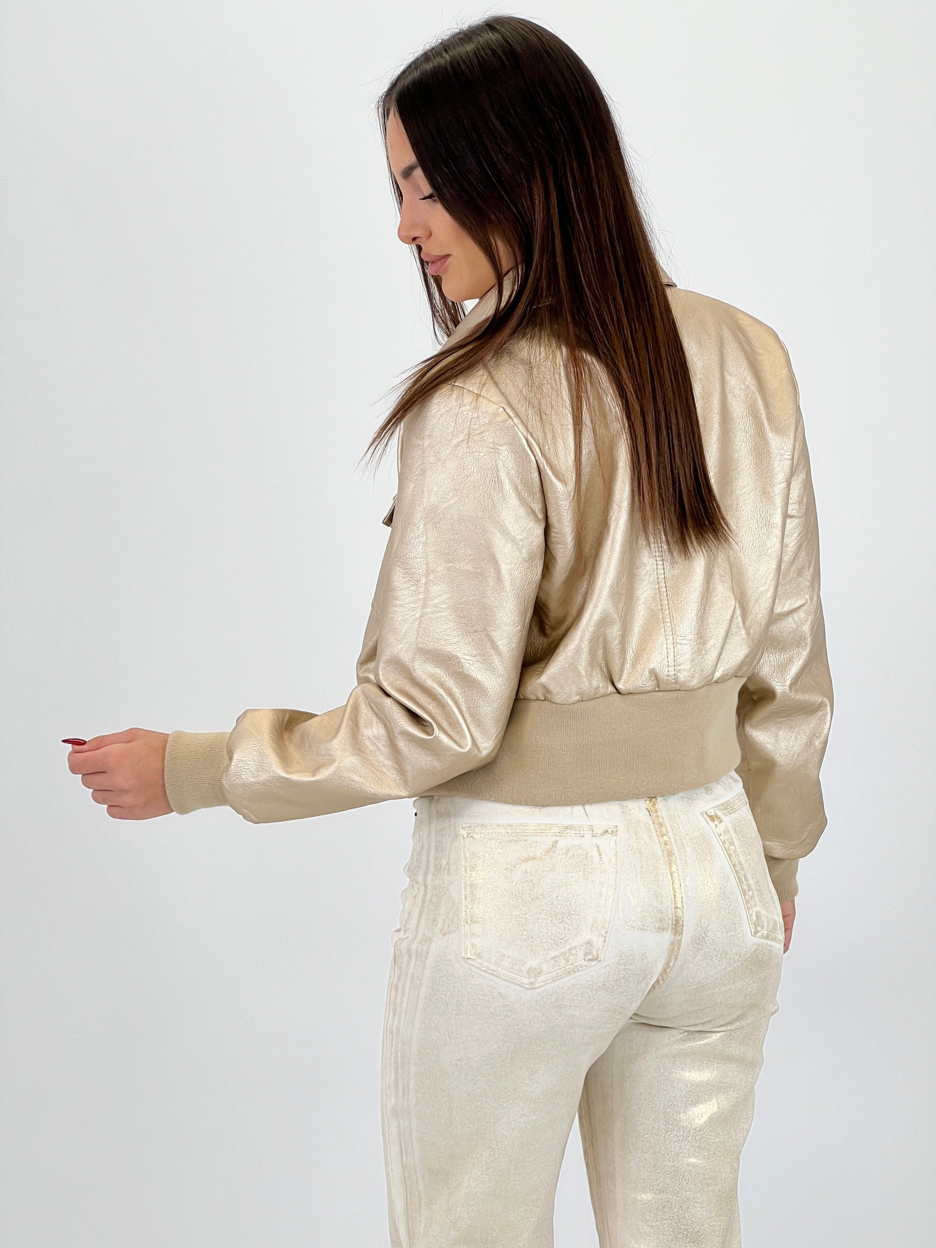 Biker efecto piel dorada