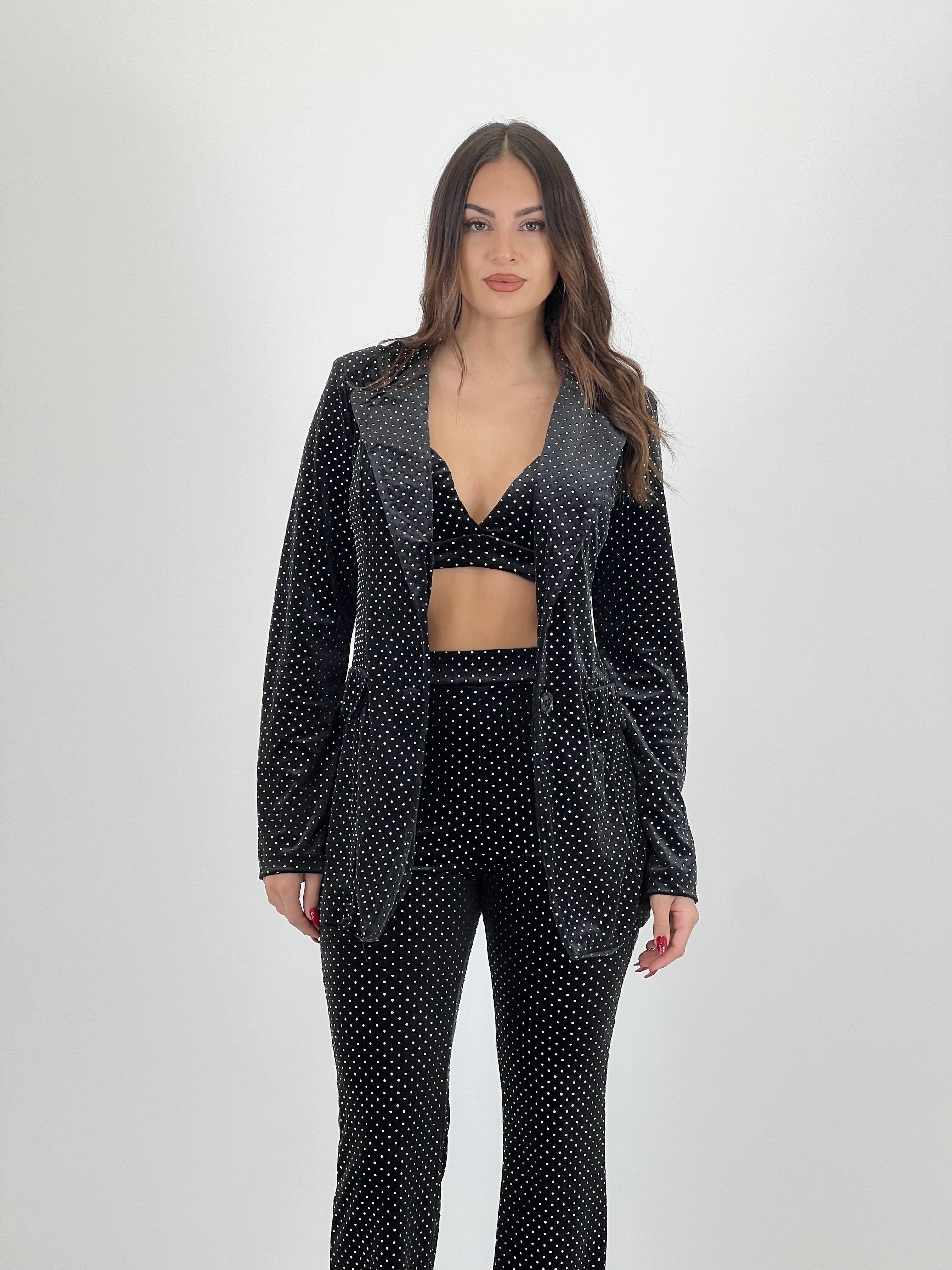 Velvet glitter crop top