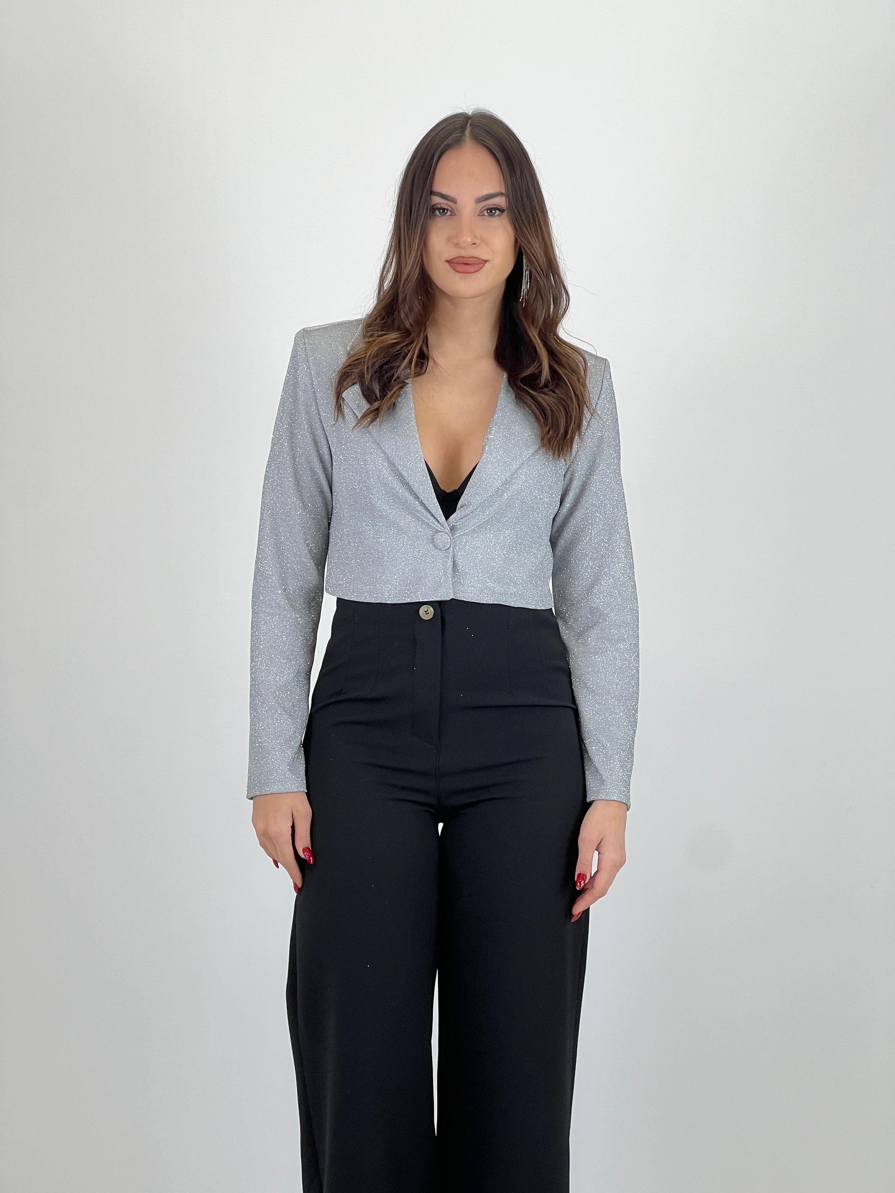 Blazer cropped glitter