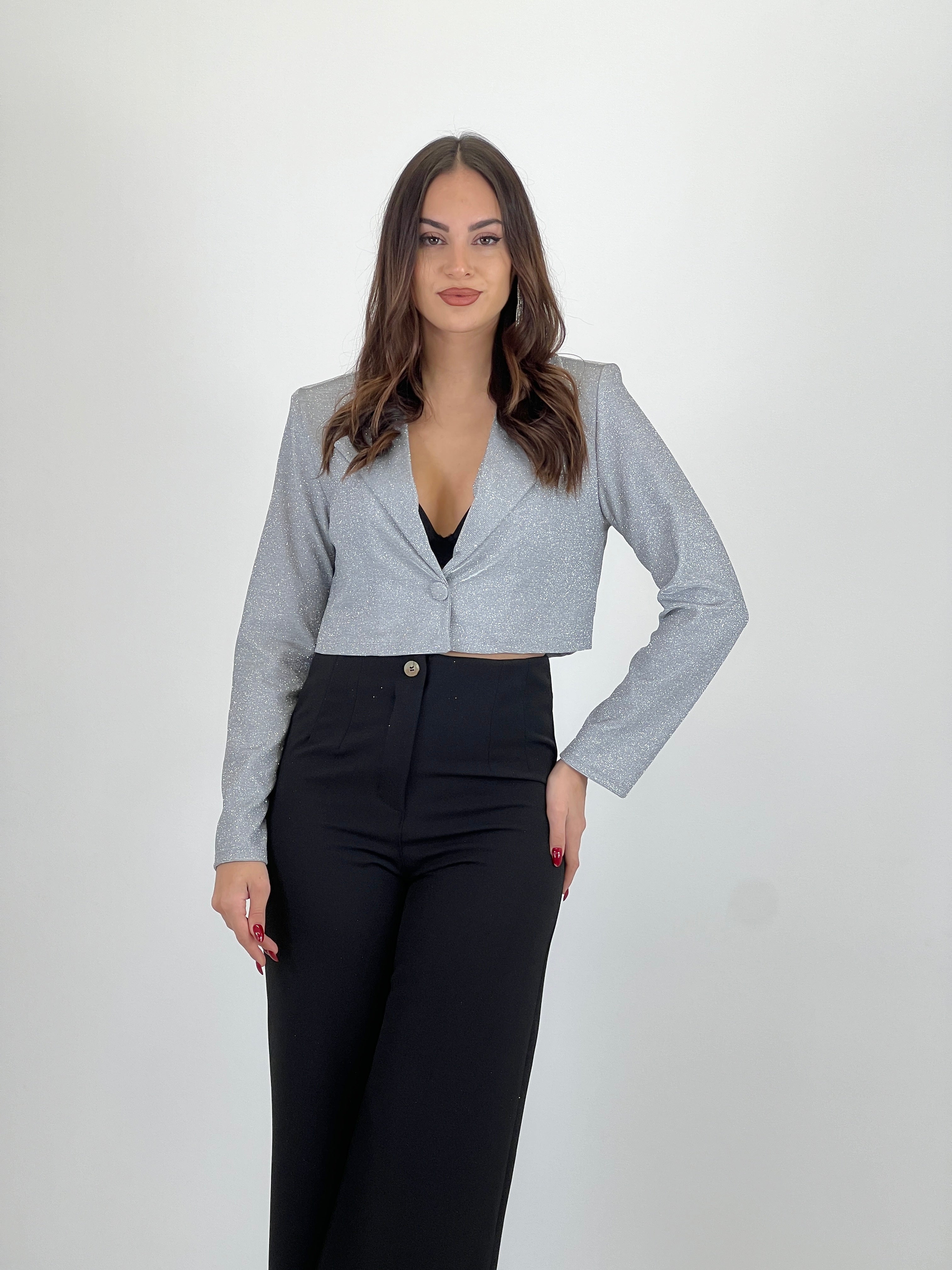 Blazer cropped glitter