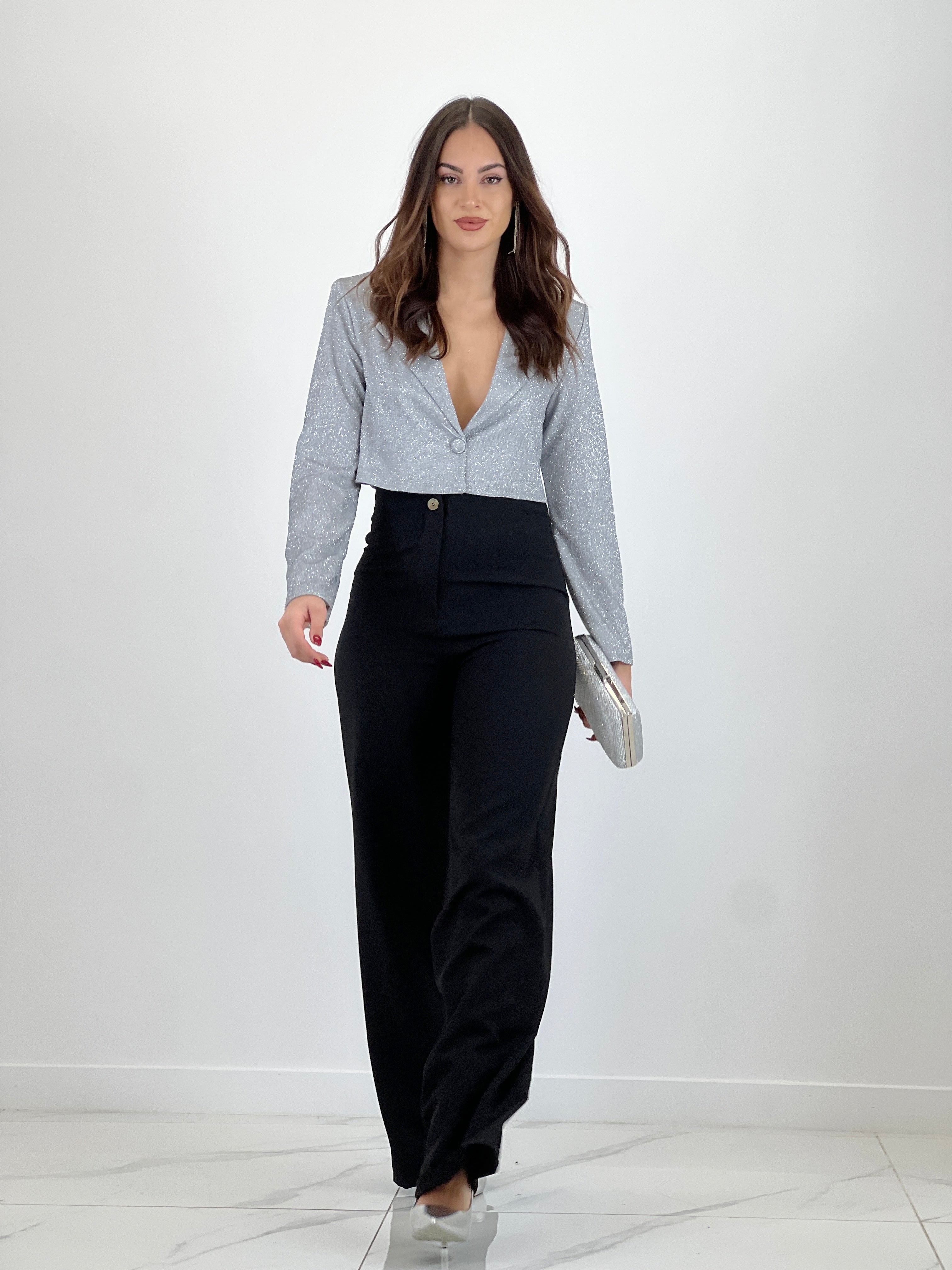 Blazer cropped glitter