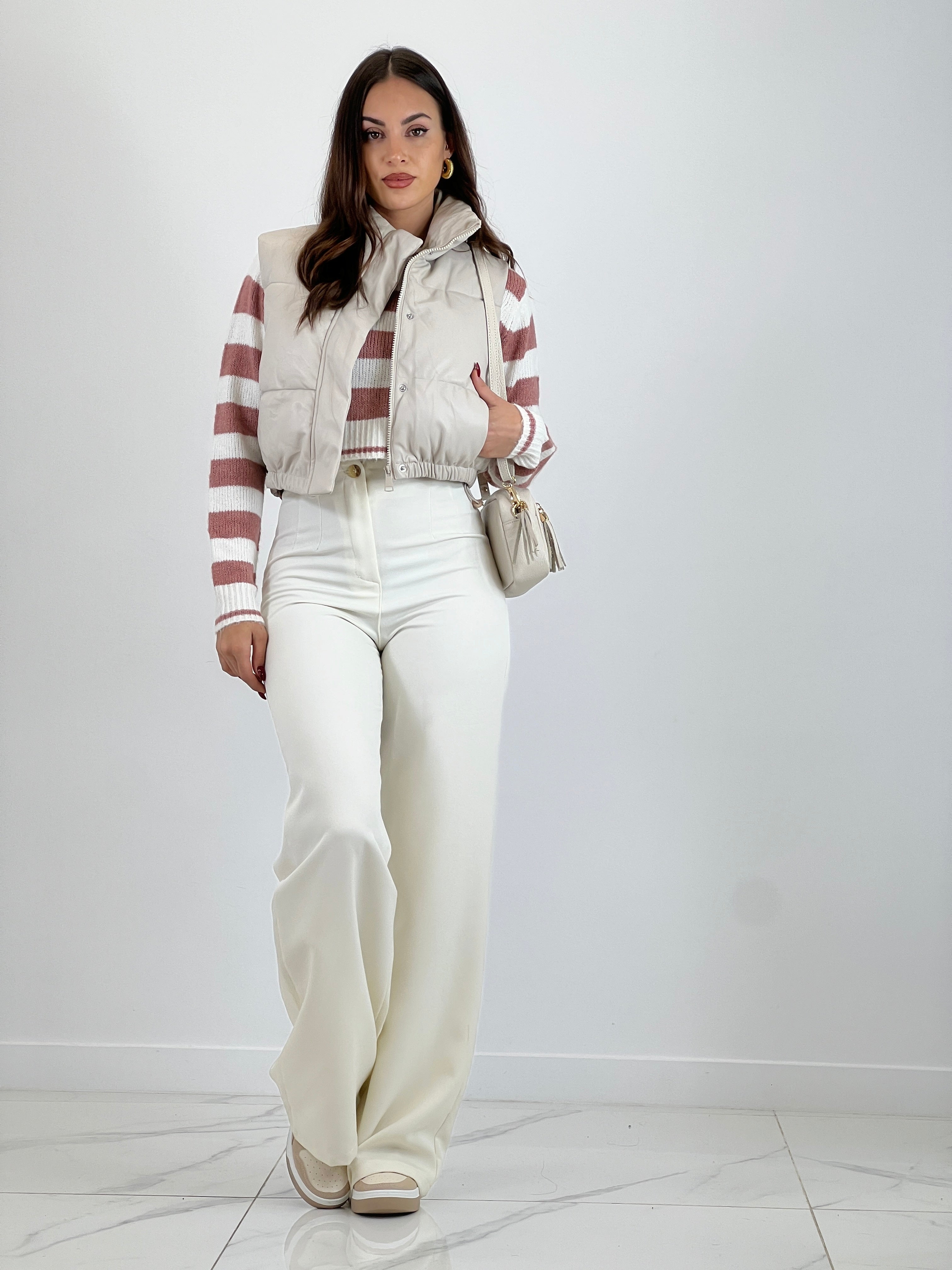 Gilet imbottito effetto pelle