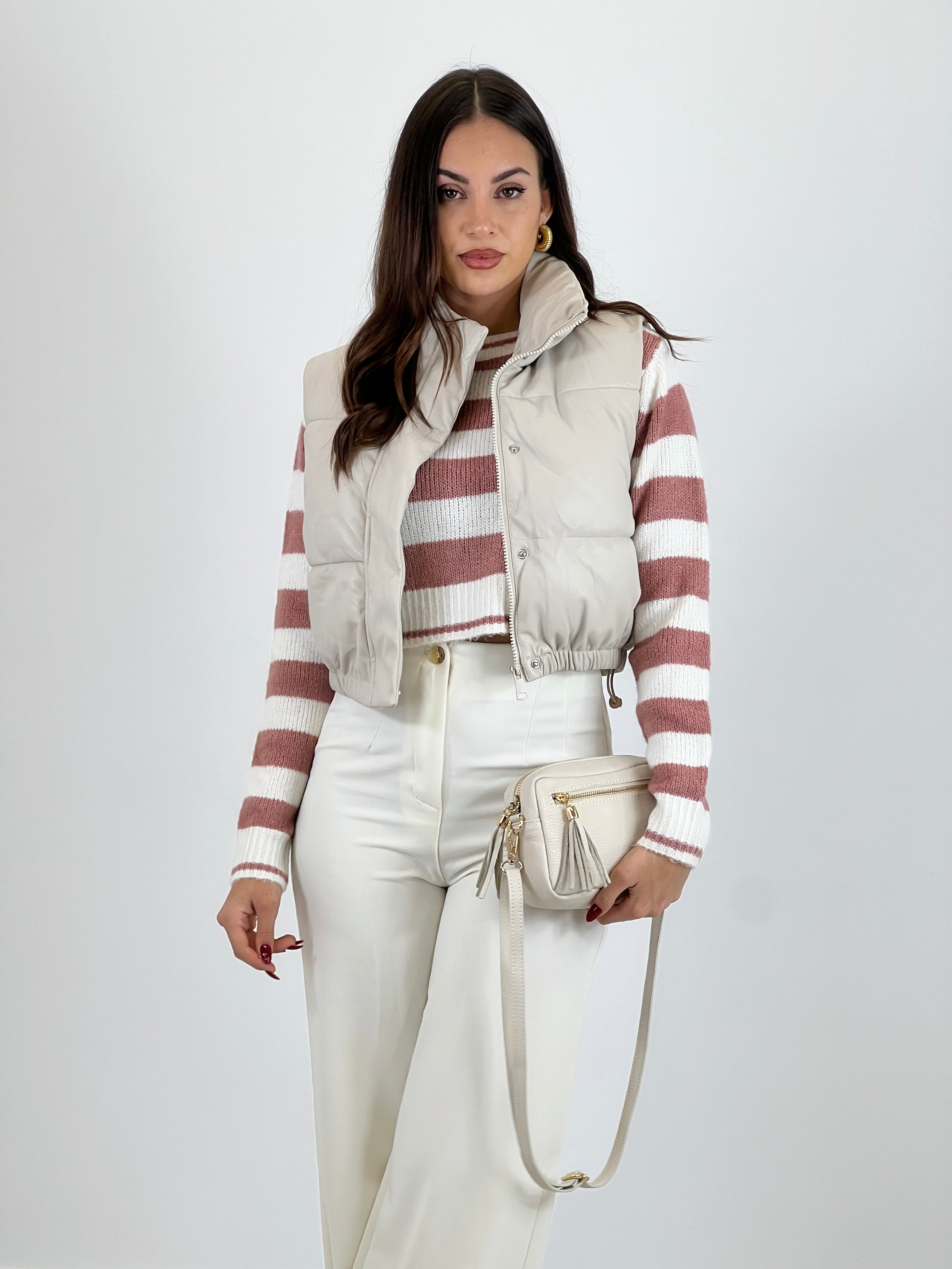 Gilet imbottito effetto pelle