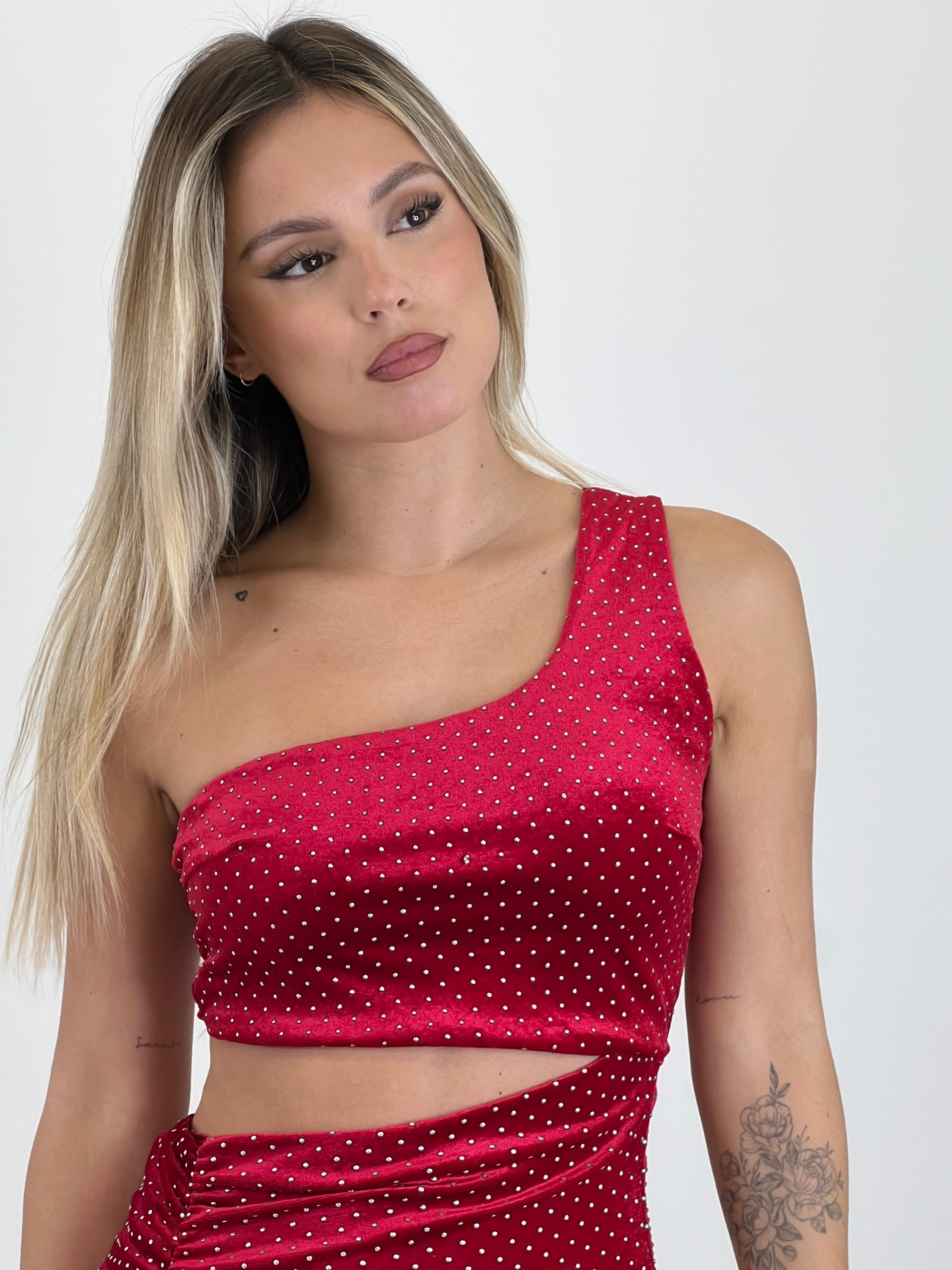 Vestido terciopelo asimétrico