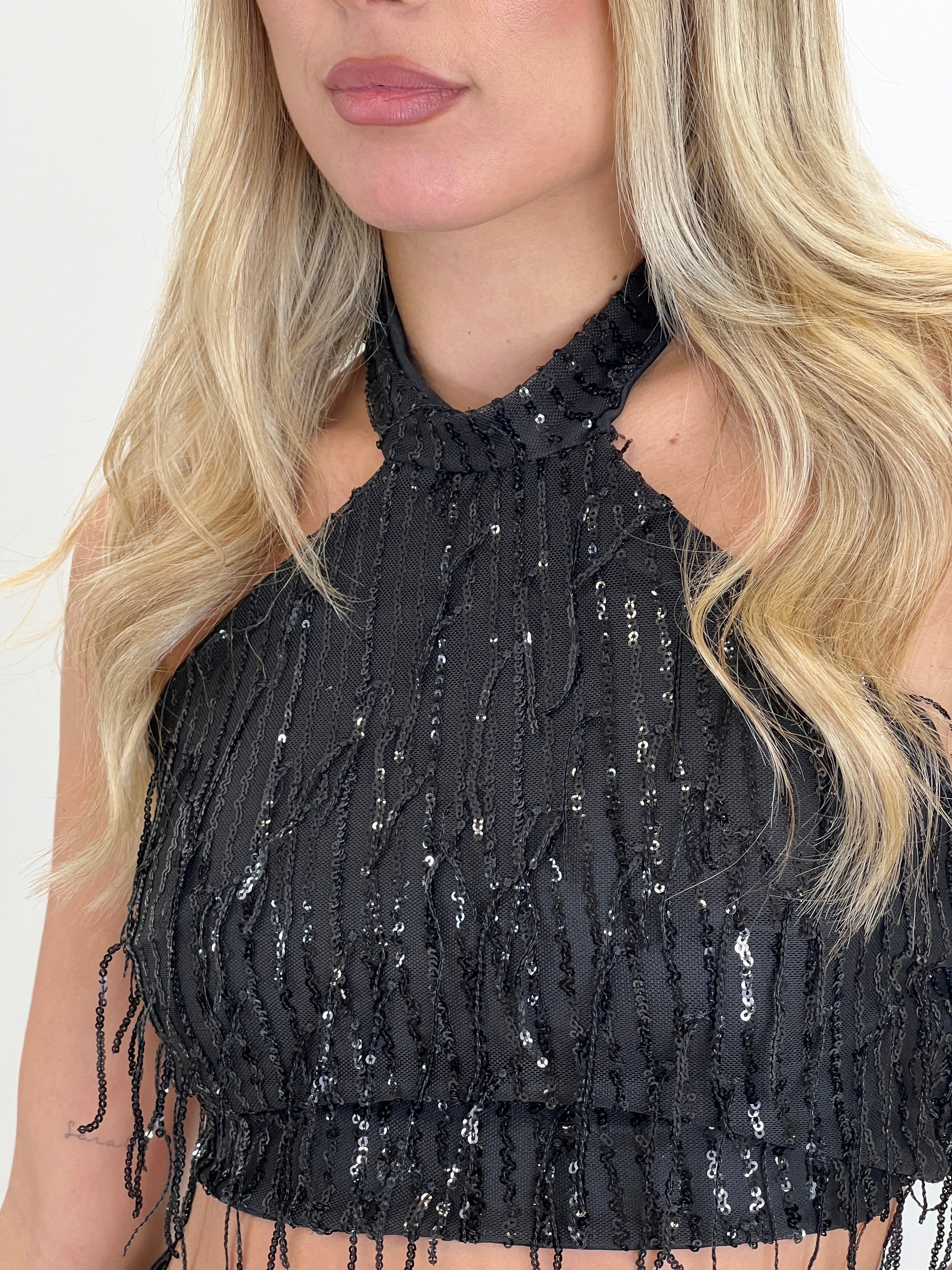 Top halter lentejuelas