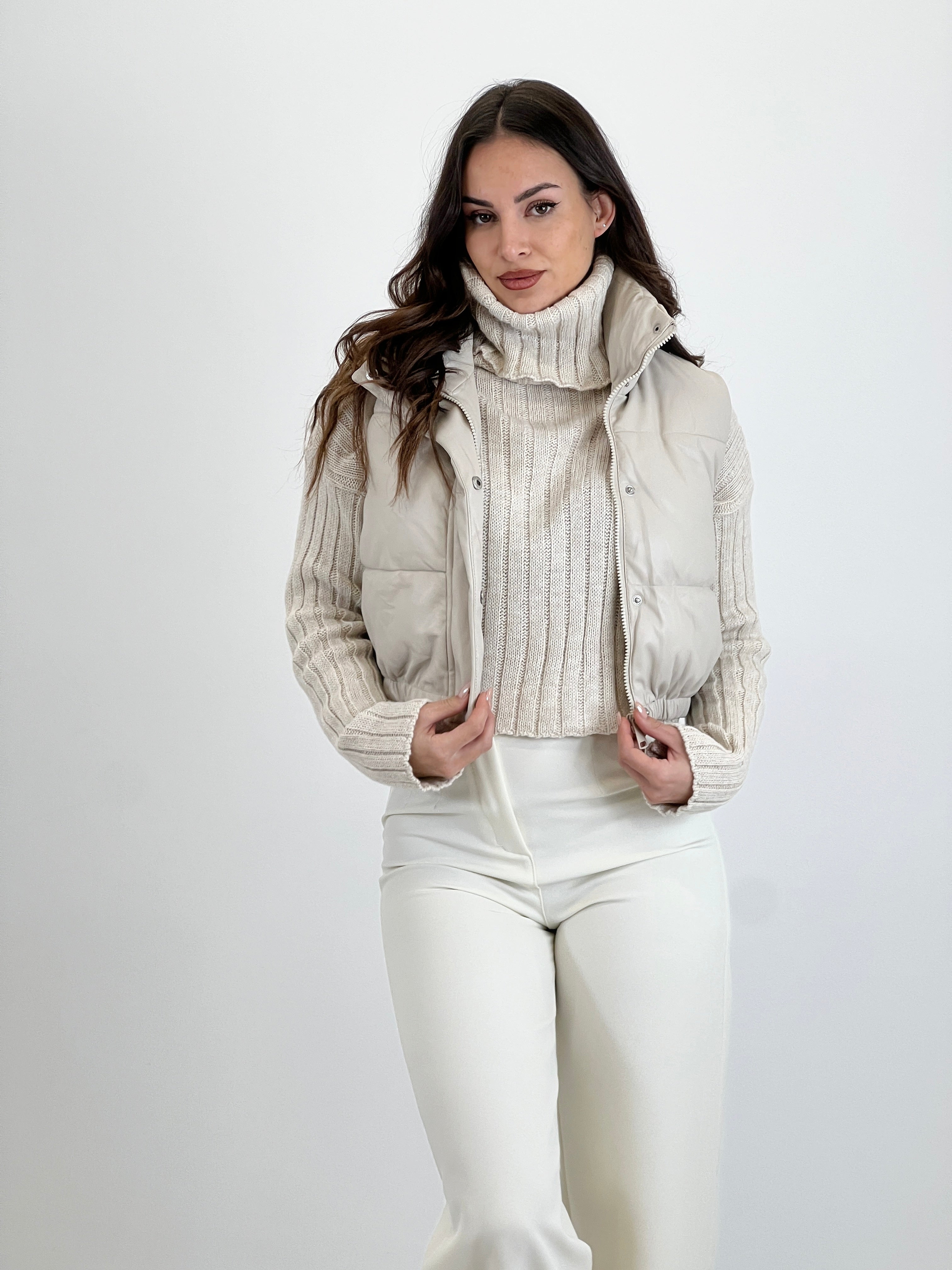 Gilet imbottito effetto pelle