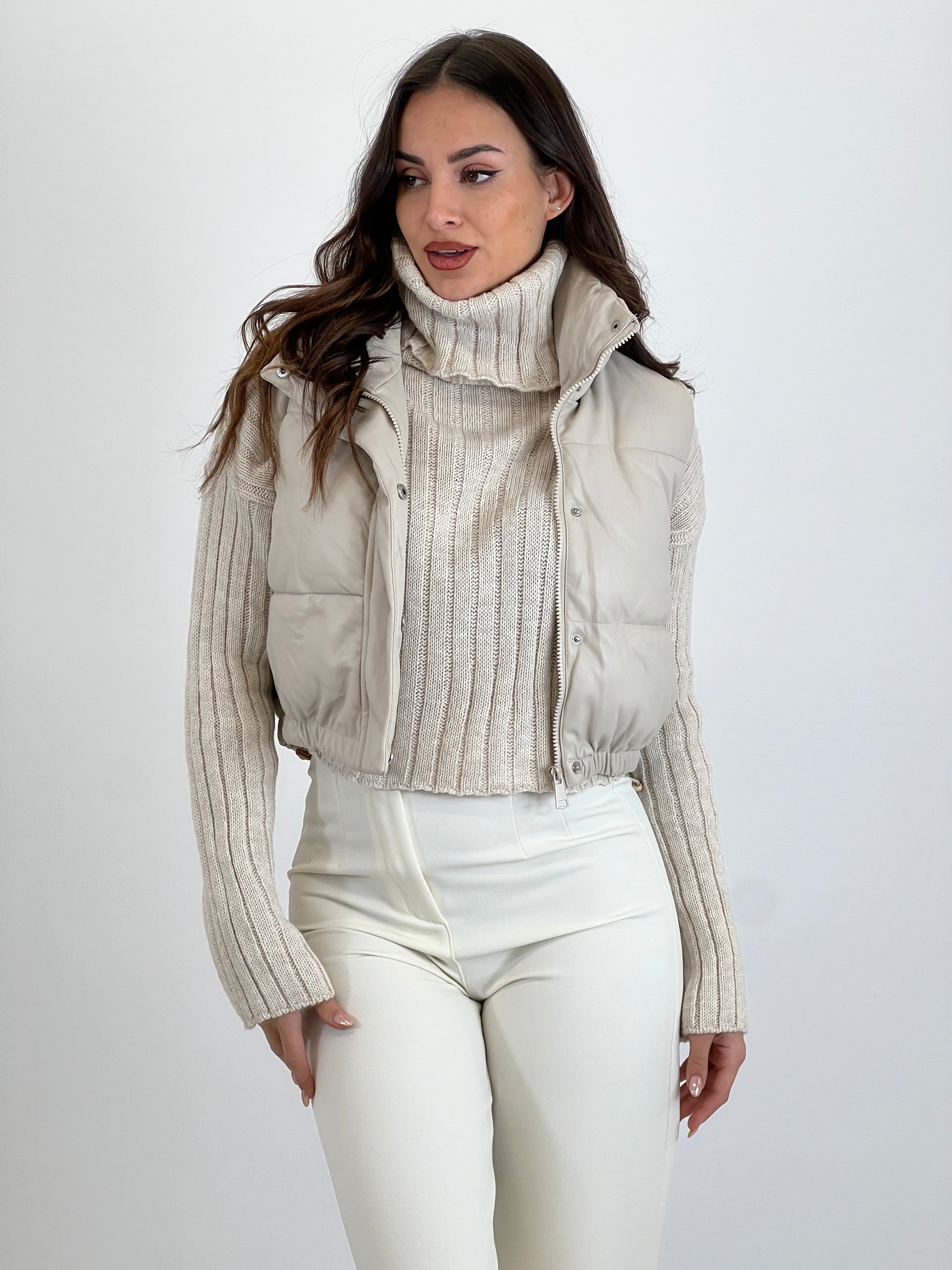 Gilet imbottito effetto pelle