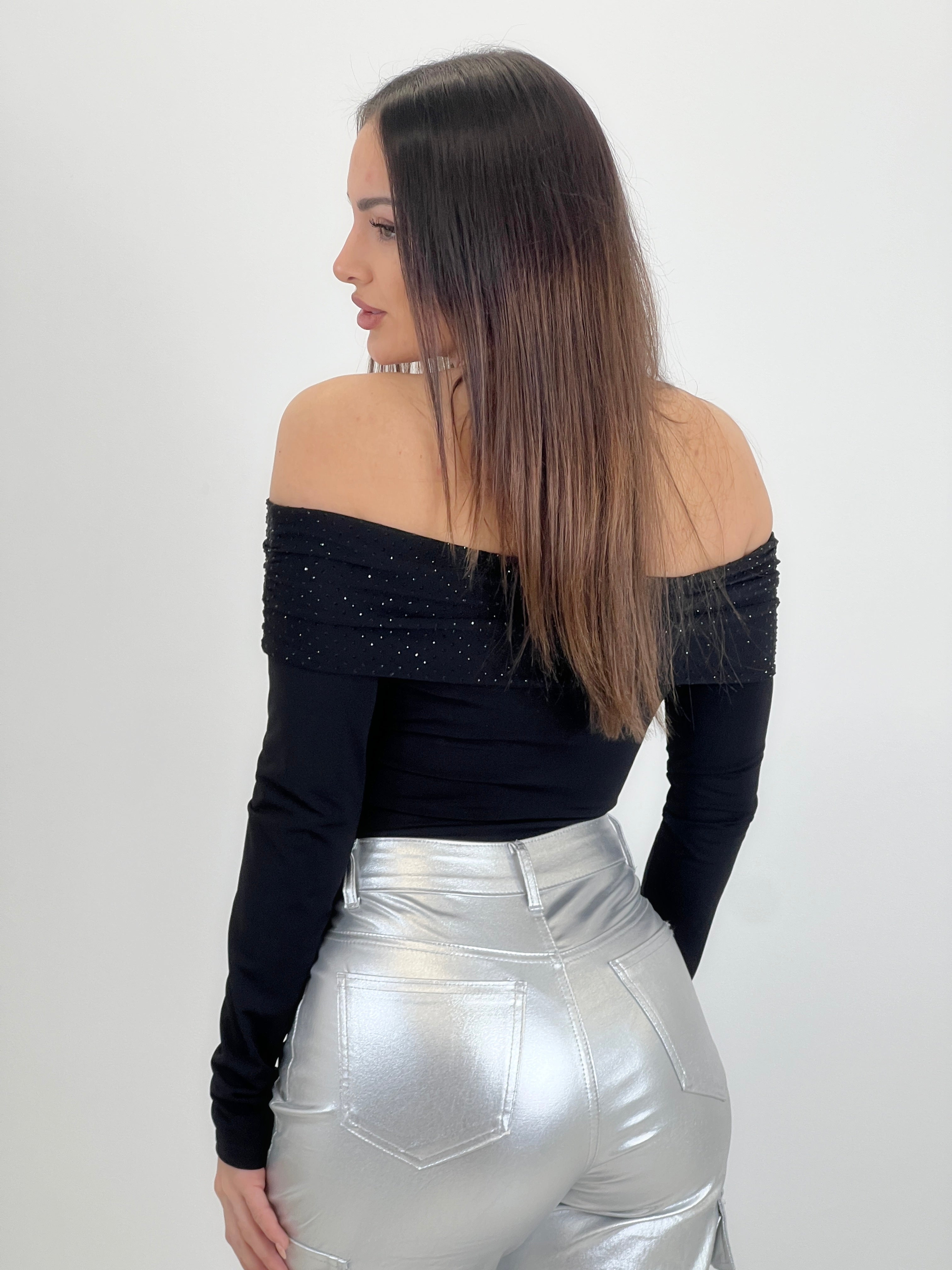 Body escote barco brillante