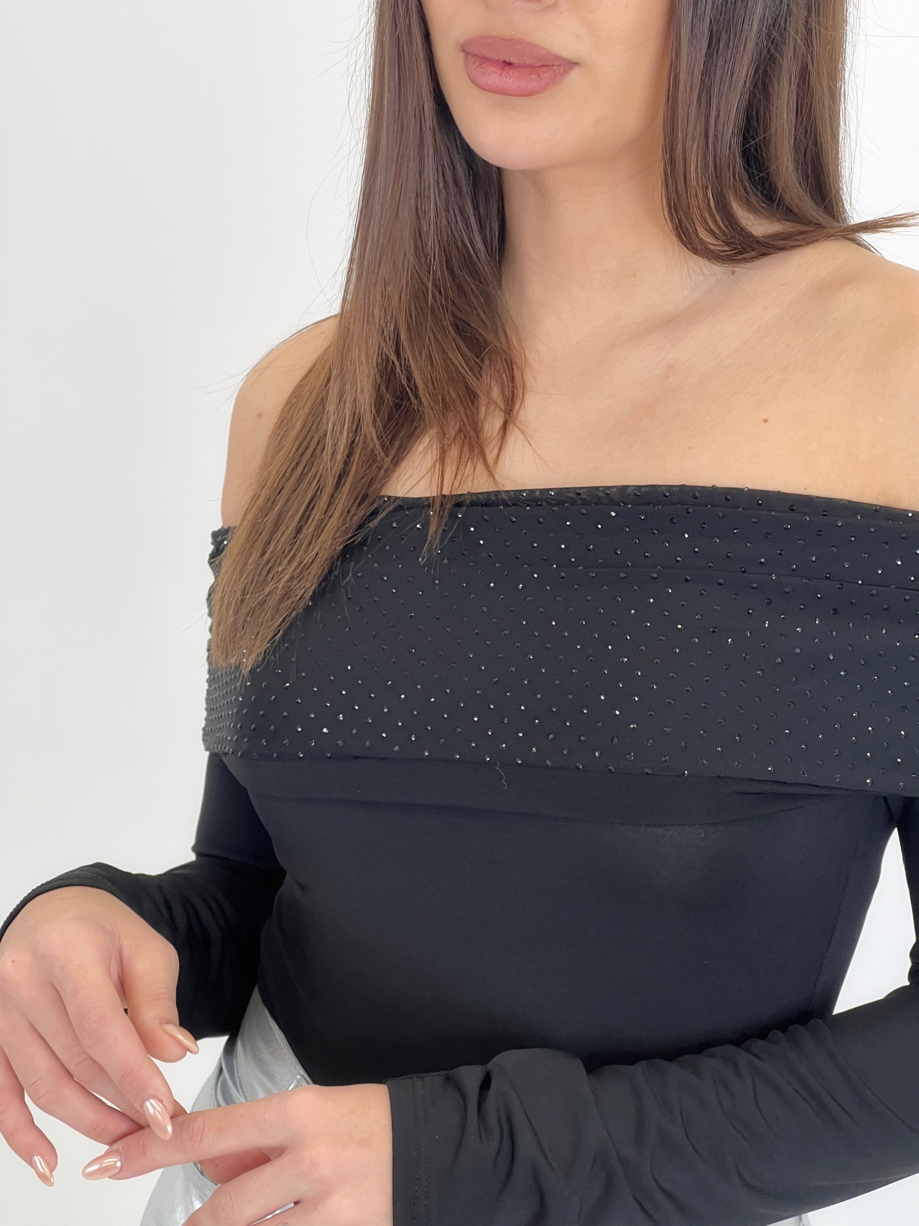 Body escote barco brillante