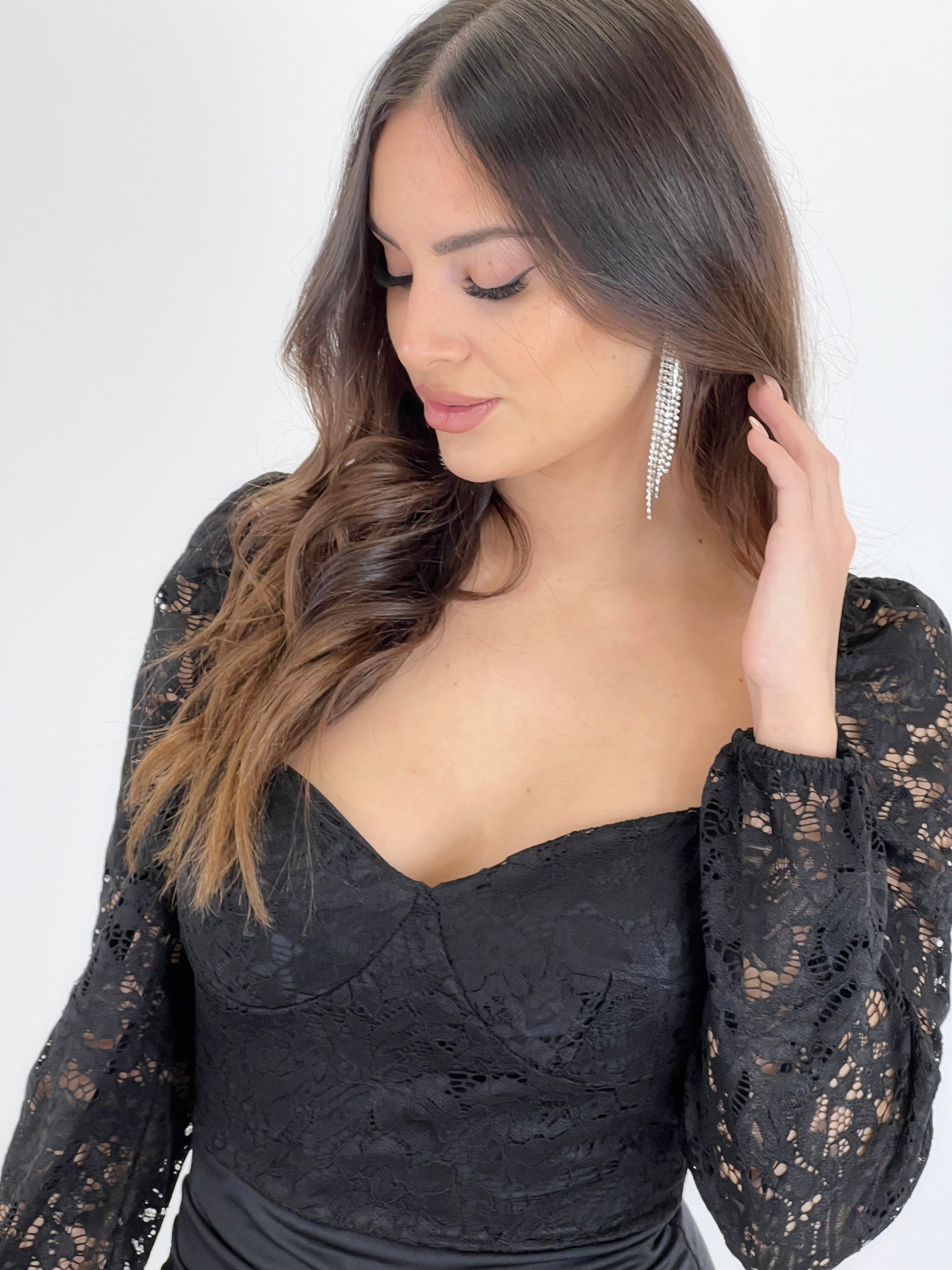 Vestido mangas encaje Talia