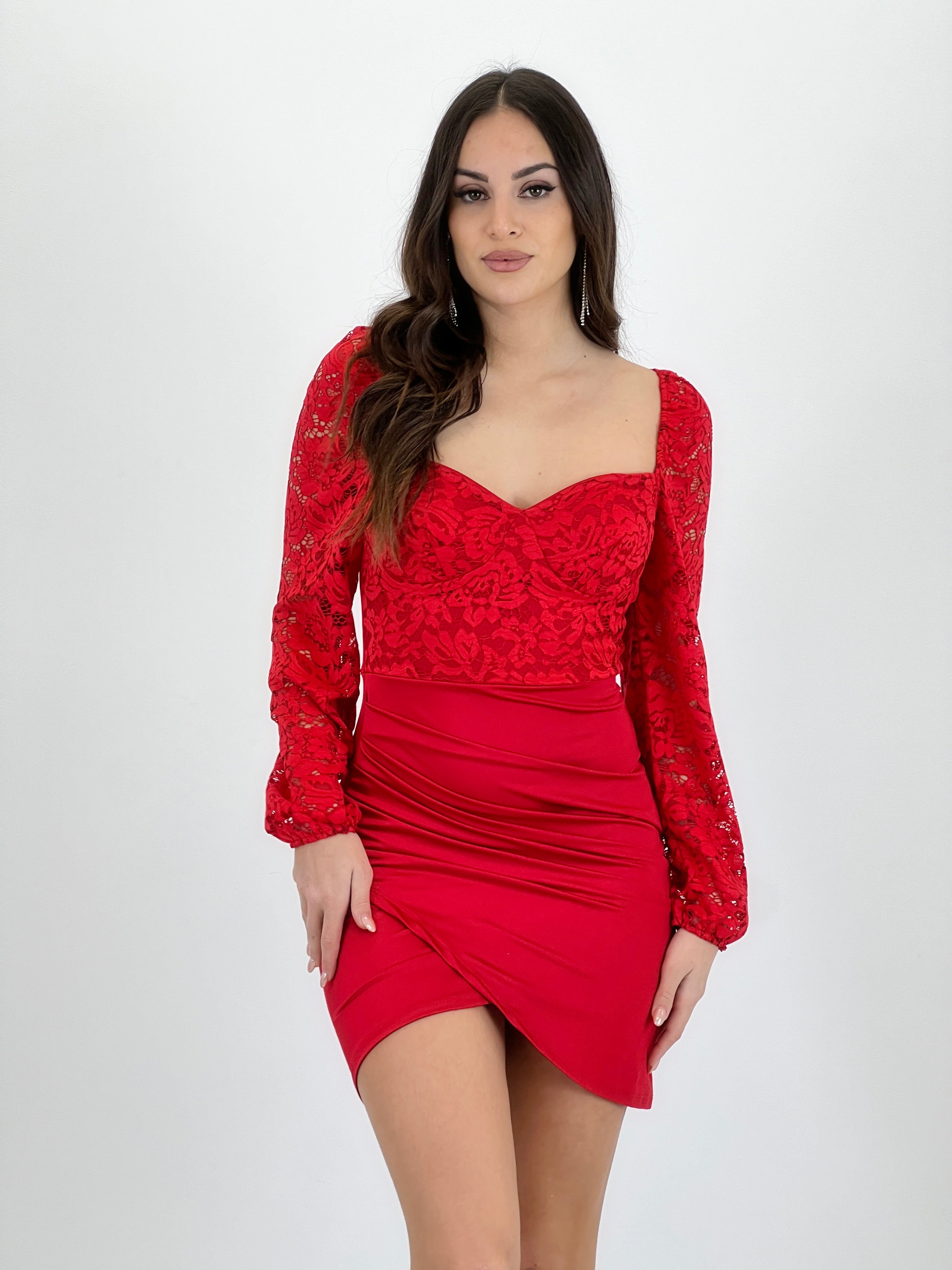 Vestido mangas encaje Talia