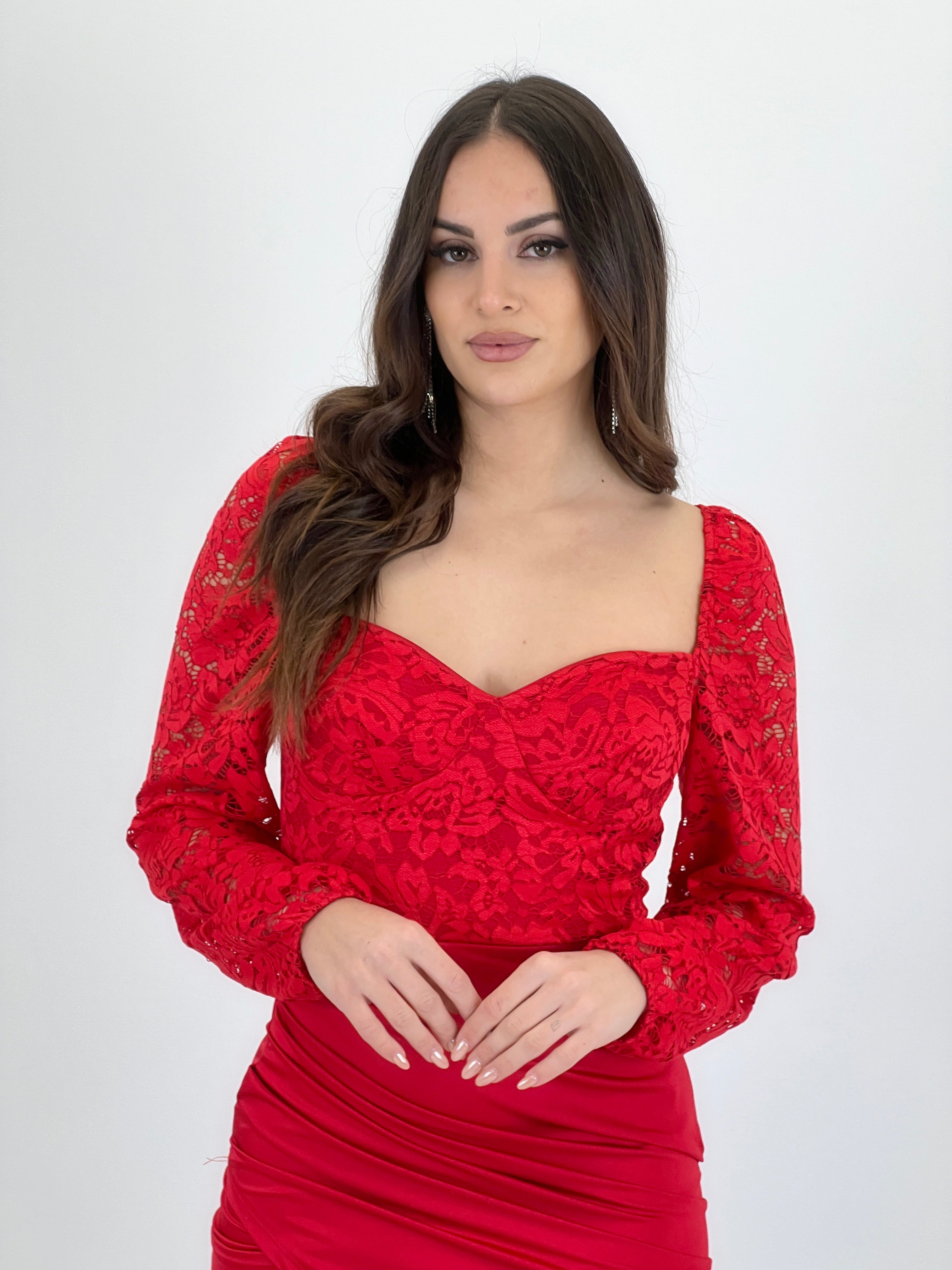 Vestido mangas encaje Talia