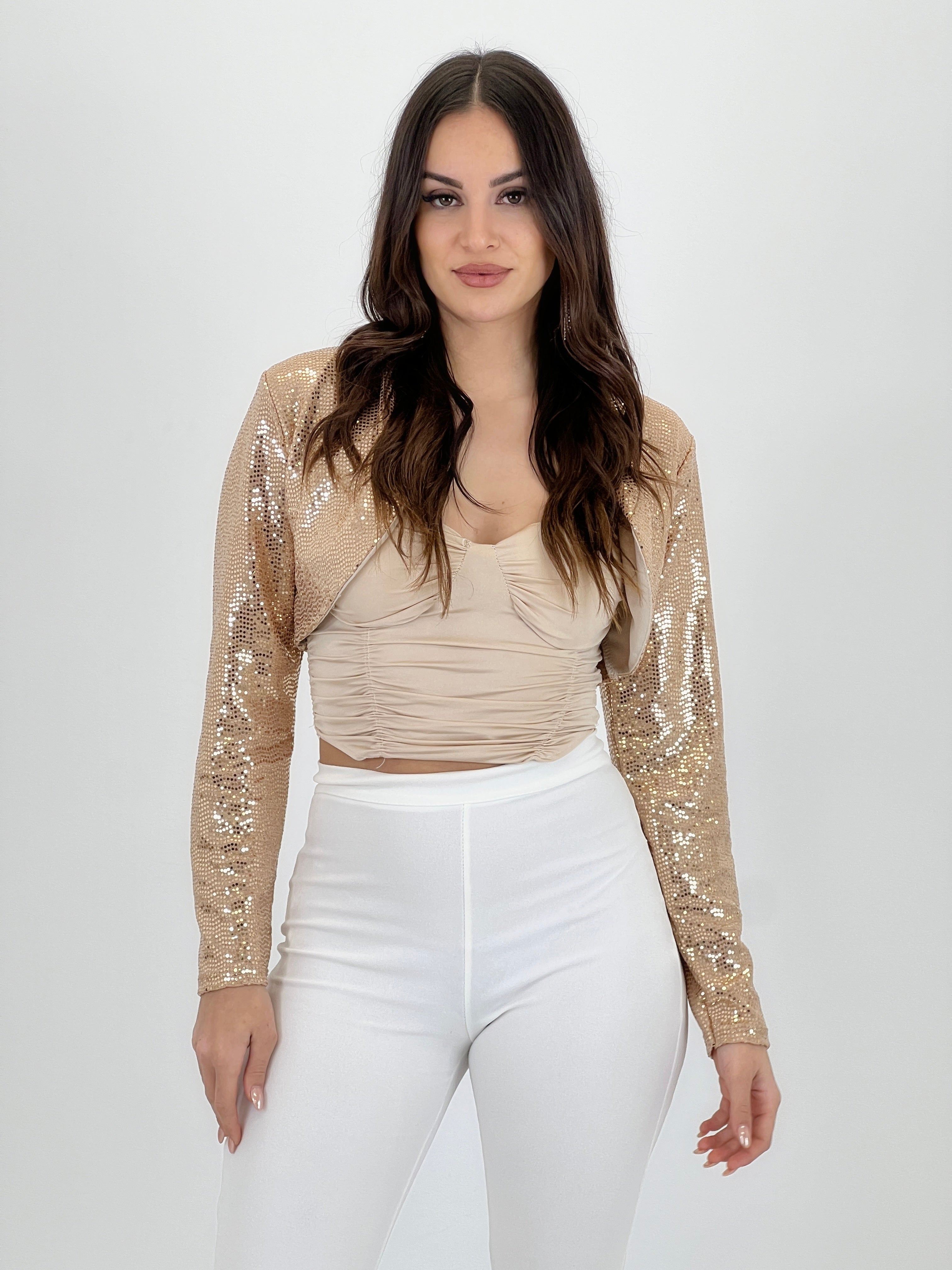 Chaqueta crop lentejuelas