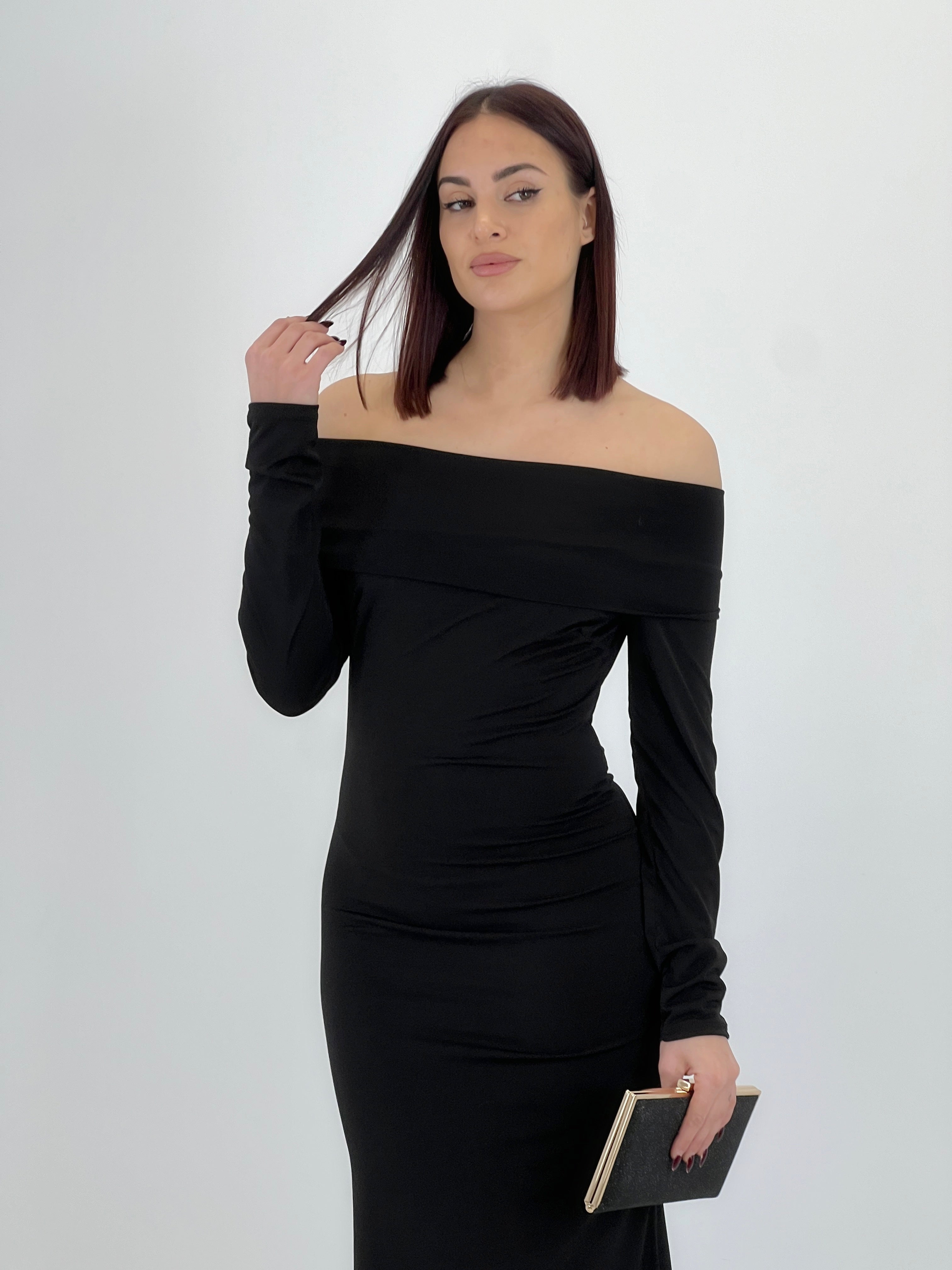 Vestido cuello barco largo Eva