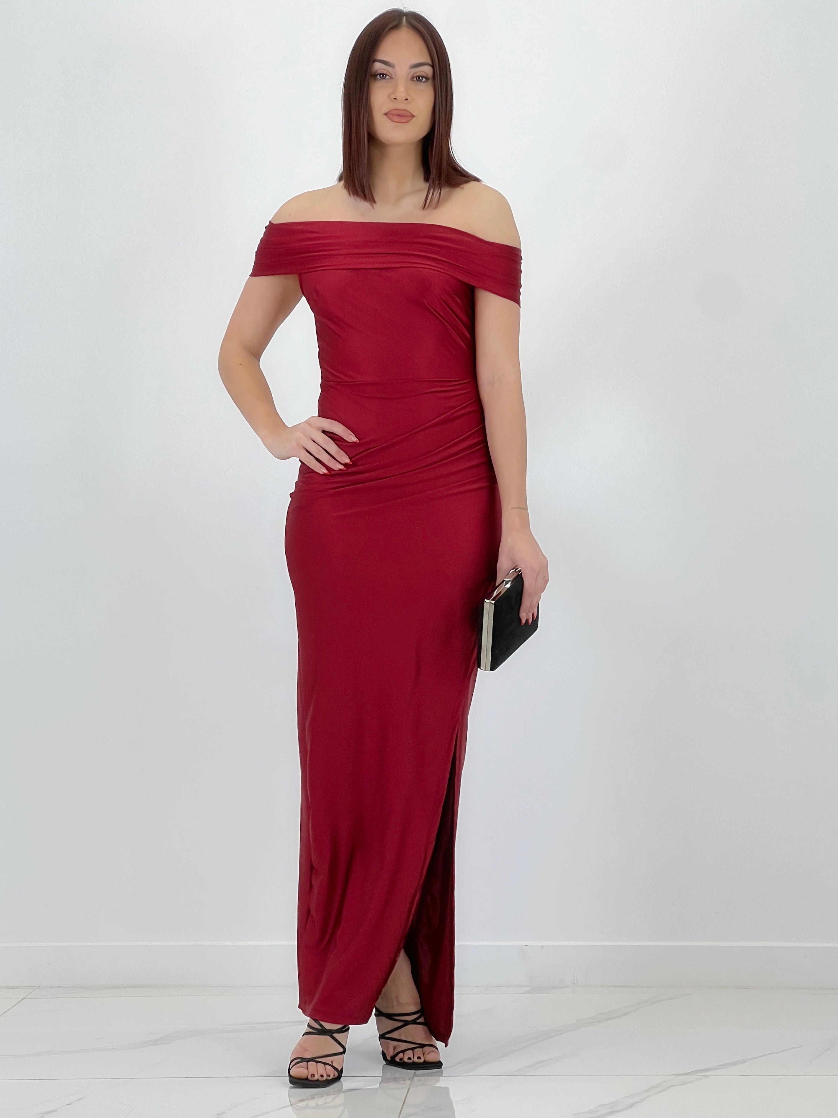 Vestido cuello barco raso Cindy