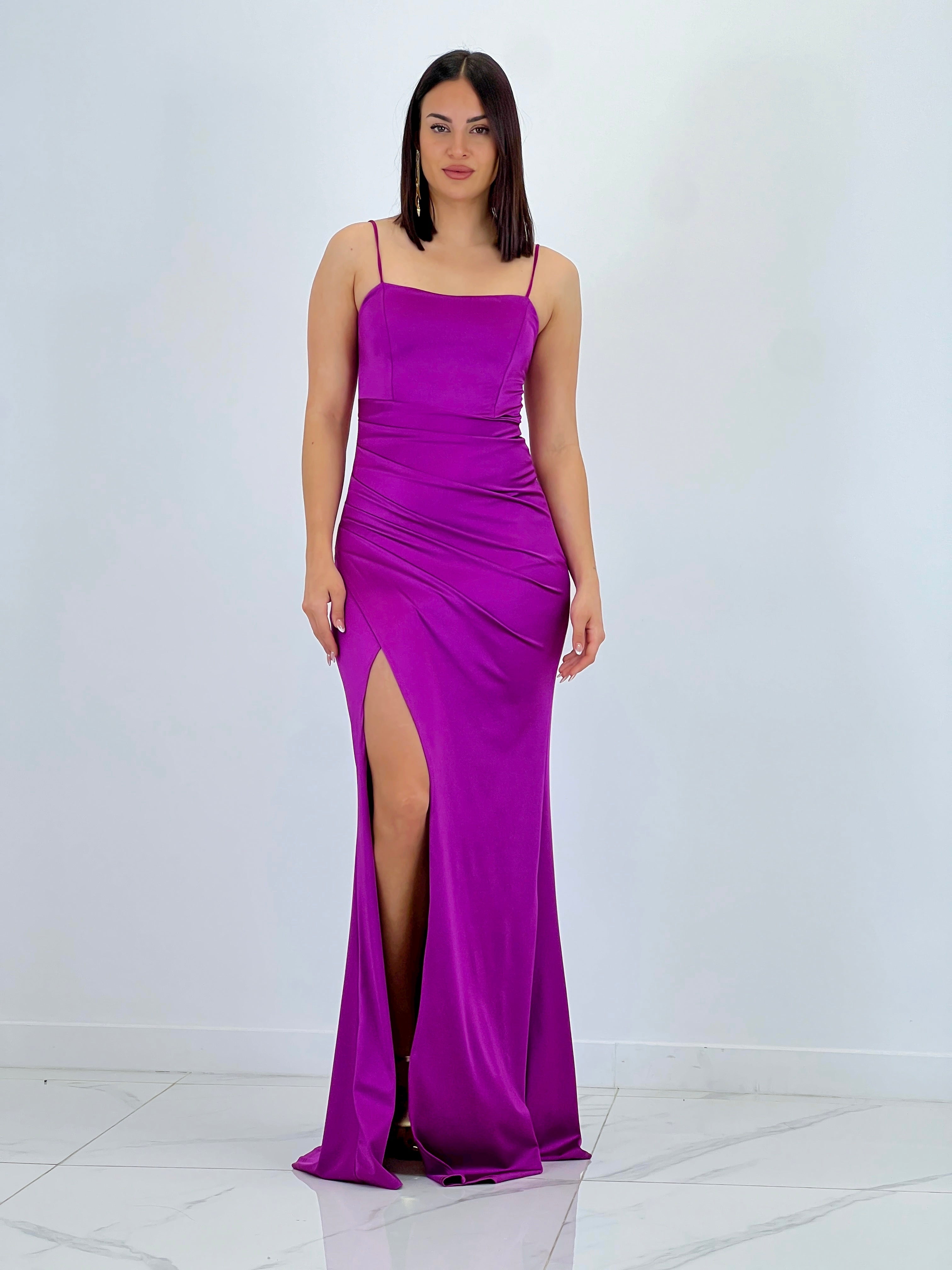 Vestido fruncido espalda cruzada Dina