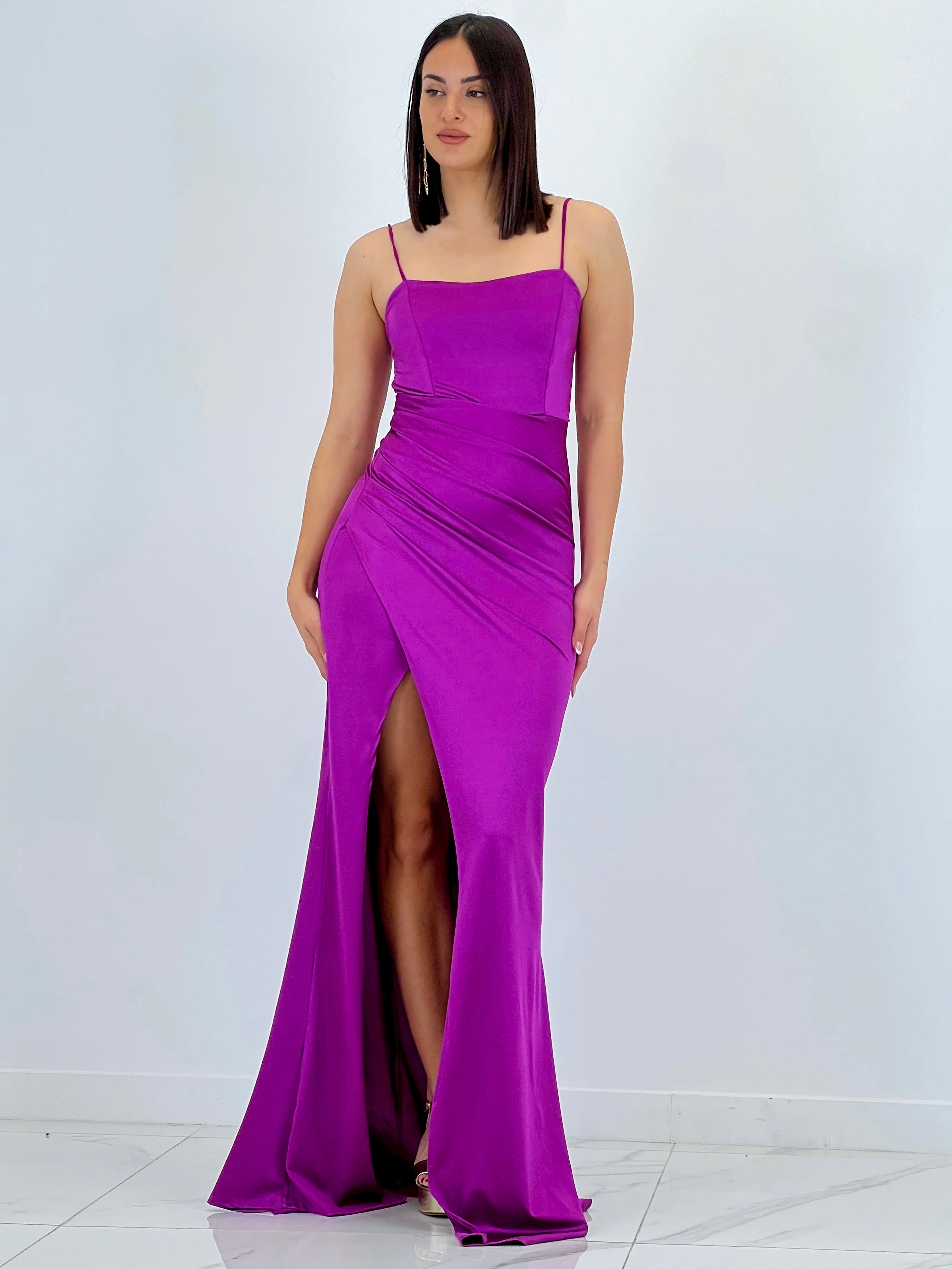 Vestido fruncido espalda cruzada Dina