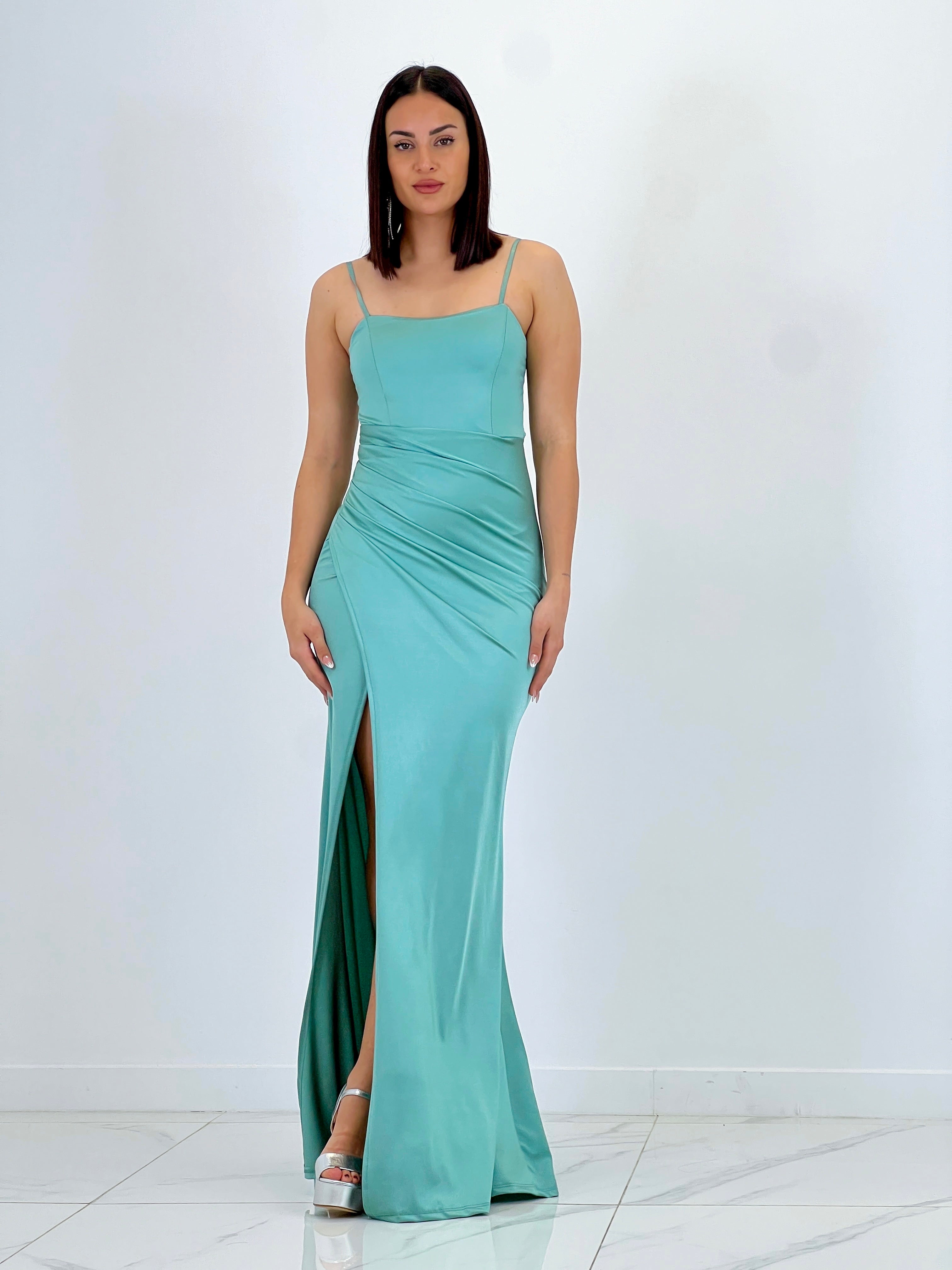 Vestido fruncido espalda cruzada Dina