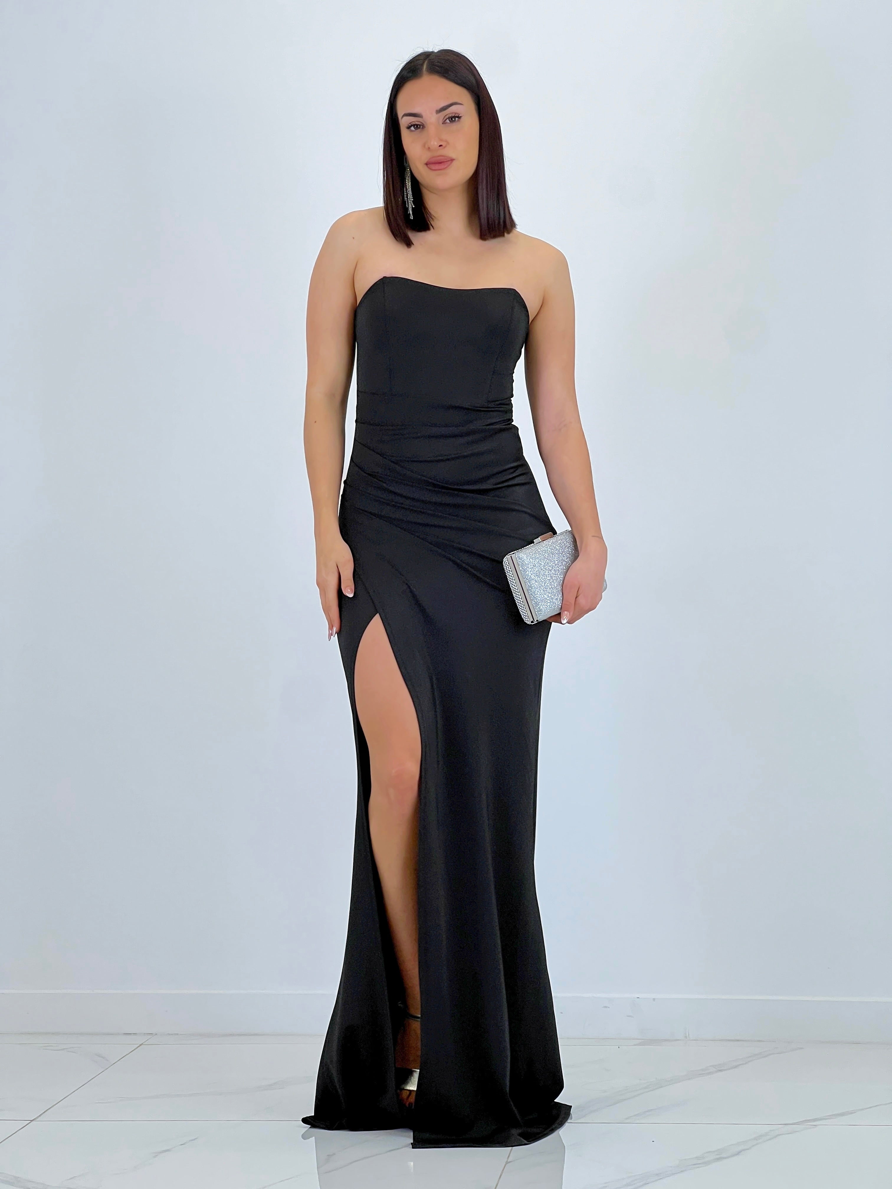 Vestido fruncido espalda cruzada Dina